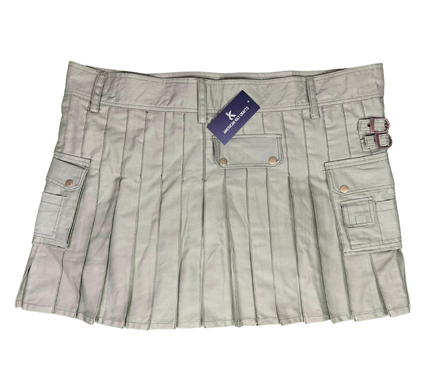 Men's Modern Khaki Cargo Kilt | Utility Kilt with Pockets & Buckle Straps