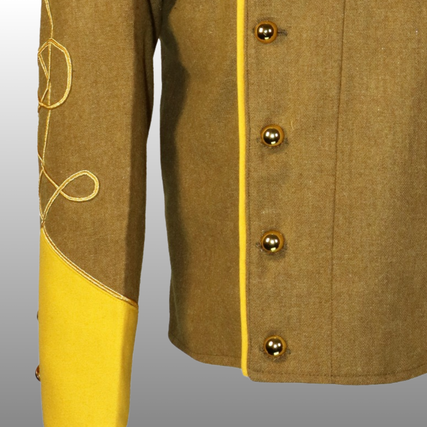 Confederate Officer Shell Jacket - Civil War Khaki Wool Gold Trim Reenactment Uniform