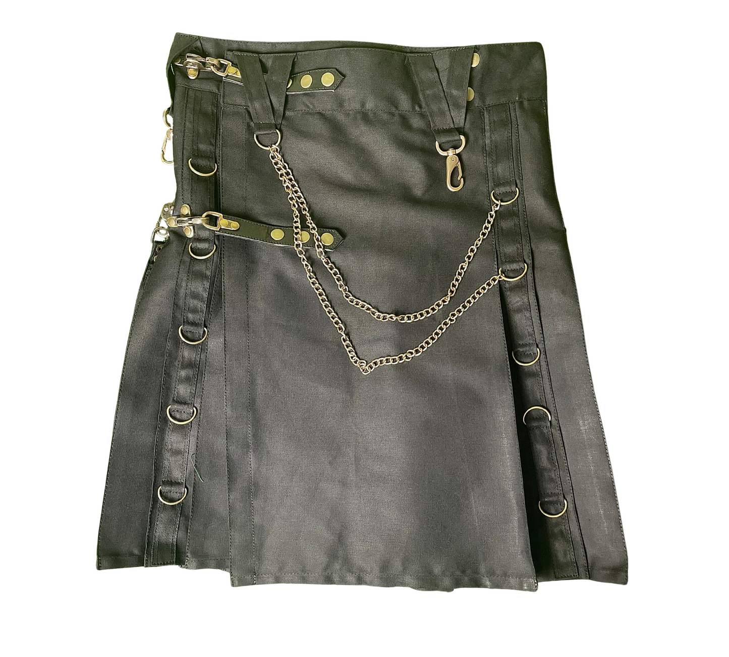 Men's Modern Utility Kilt | Black Tactical Cargo & Gothic Chain Styles
