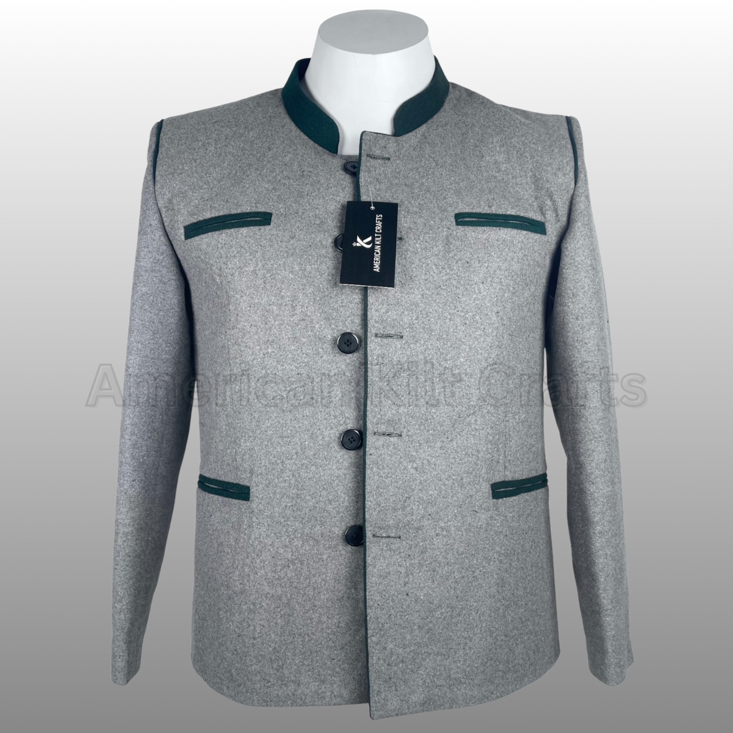 Men's Bavarian Trachten Jacket Grey Wool | German Oktoberfest Jacket | Traditional Alpine Blazer Coat