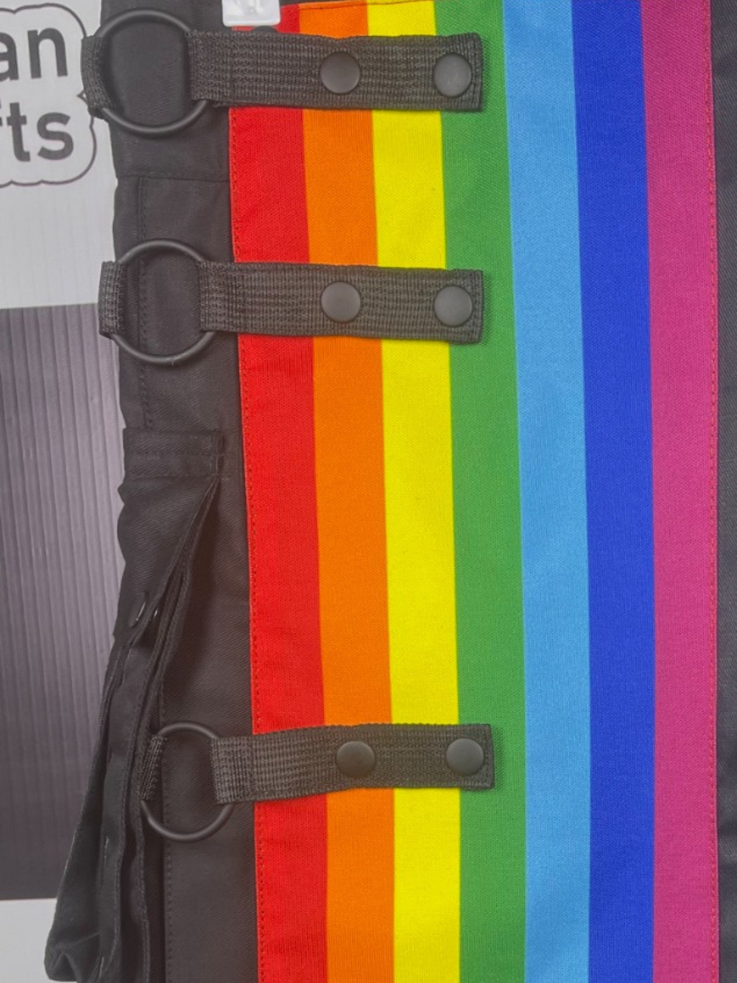 Men’s Black Pride Utility Kilt – Rainbow Striped Gothic Kilt with Pockets | LGBTQ Festival Outfit
