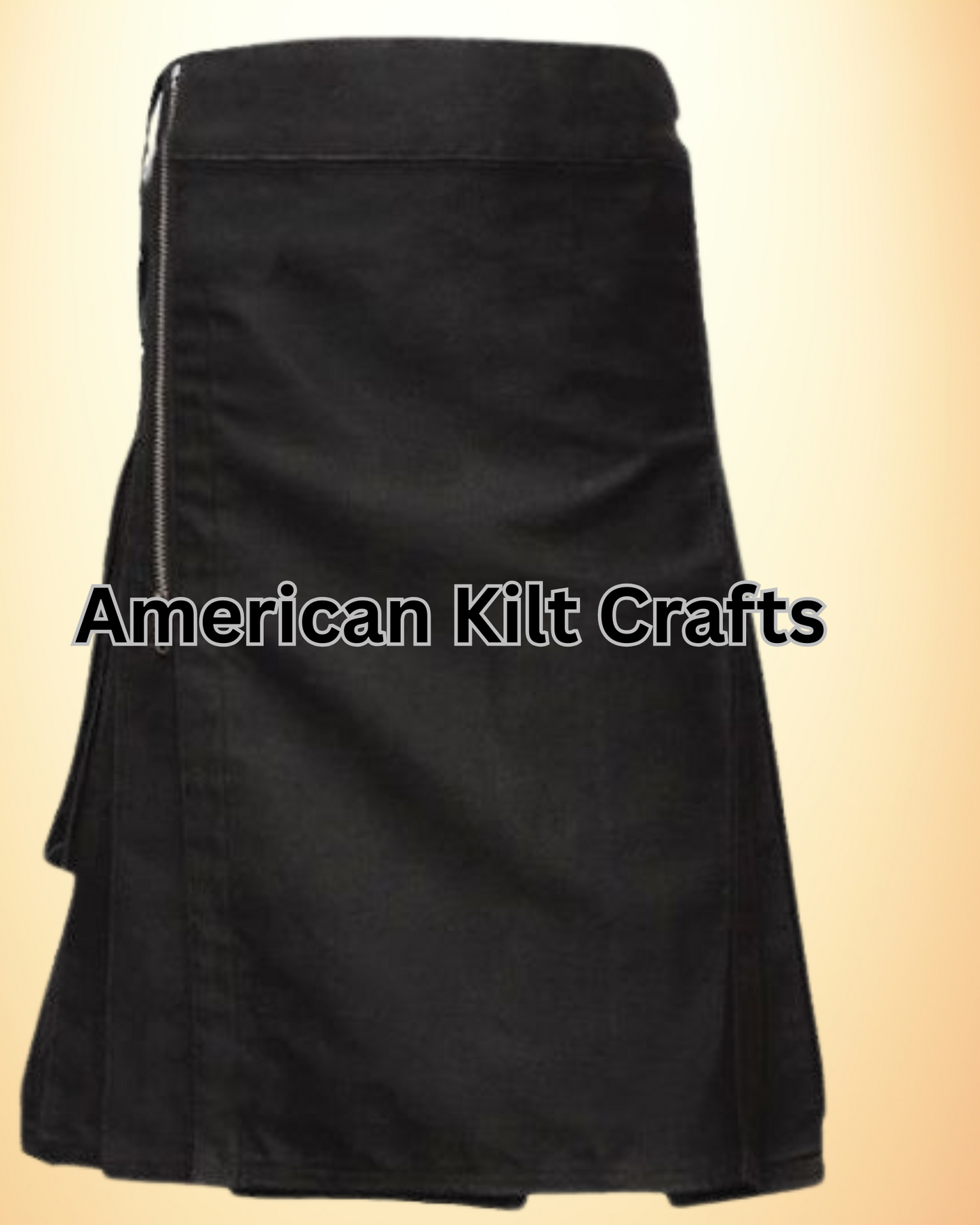 Gothic Zipper Black Utility Kilt made of 100% Cotton
