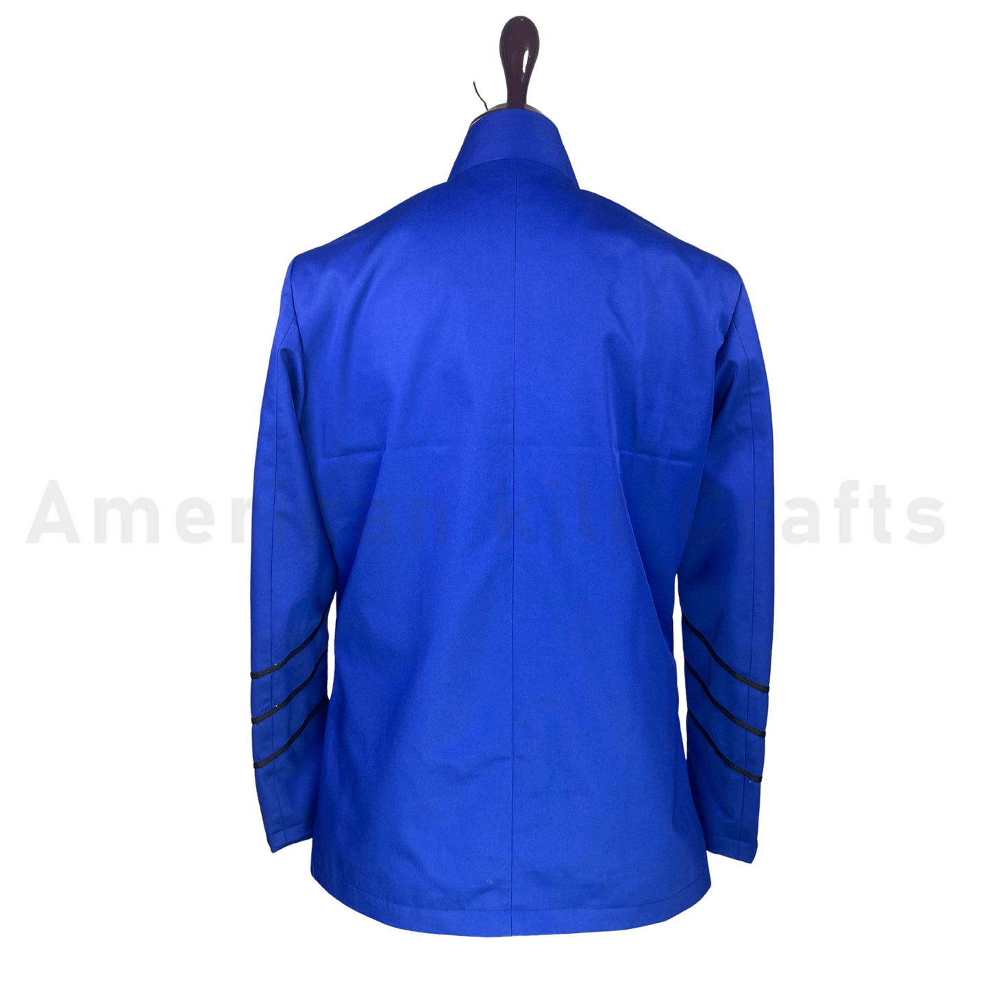 Royal Blue Gothic Military Jacket – Vintage Parade Uniform with Gold Embroidery Buttons