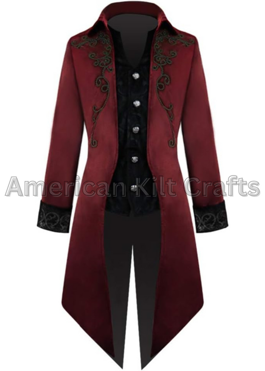 Men's Steampunk Vintage Tailcoat Jacket Gothic Victorian Frock Coat Halloween