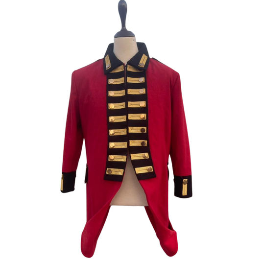 1789 Royal British Redcoat Tailcoat — Men’s Lancer Officer Jacket | Screen-Worn British Soldier Uniform | Historical Reenactment & Costume