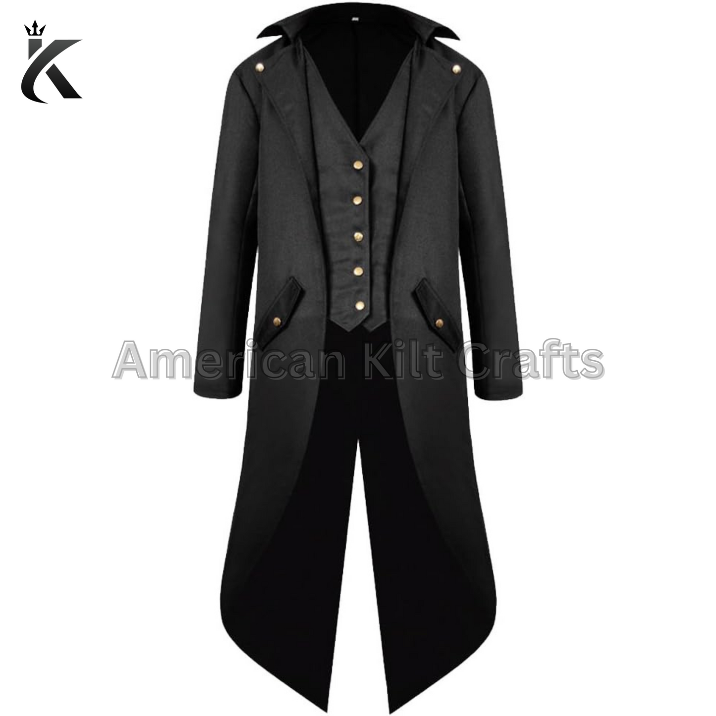 Men’s Steampunk Vintage Tailcoat Jacket – Gothic Victorian Frock Coat for Halloween, Cosplay, and Themed Events