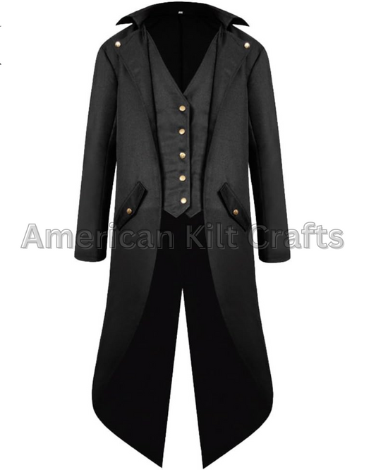 Men’s Steampunk Vintage Tailcoat Jacket – Gothic Victorian Frock Coat for Halloween, Cosplay, and Themed Events