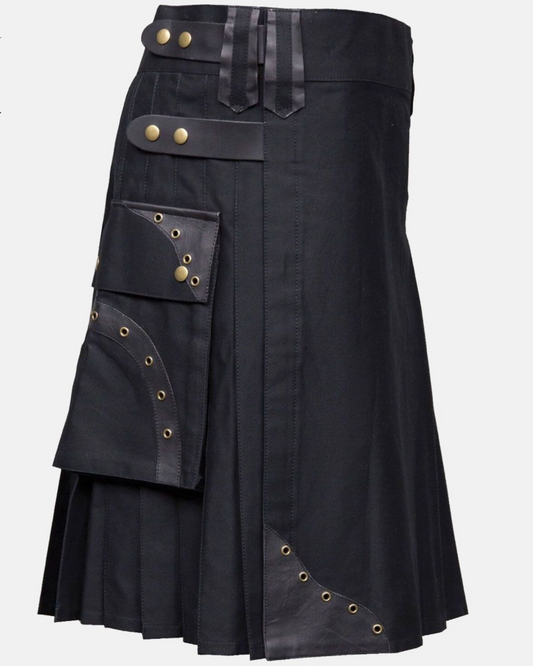 Custom Handmade Box Pleated Hybrid Cargo Kilt