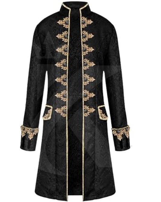 Mens Vintage Gothic Victorian Steampunk Tailcoat Jacket Frock Coat Uniform Halloween Costume