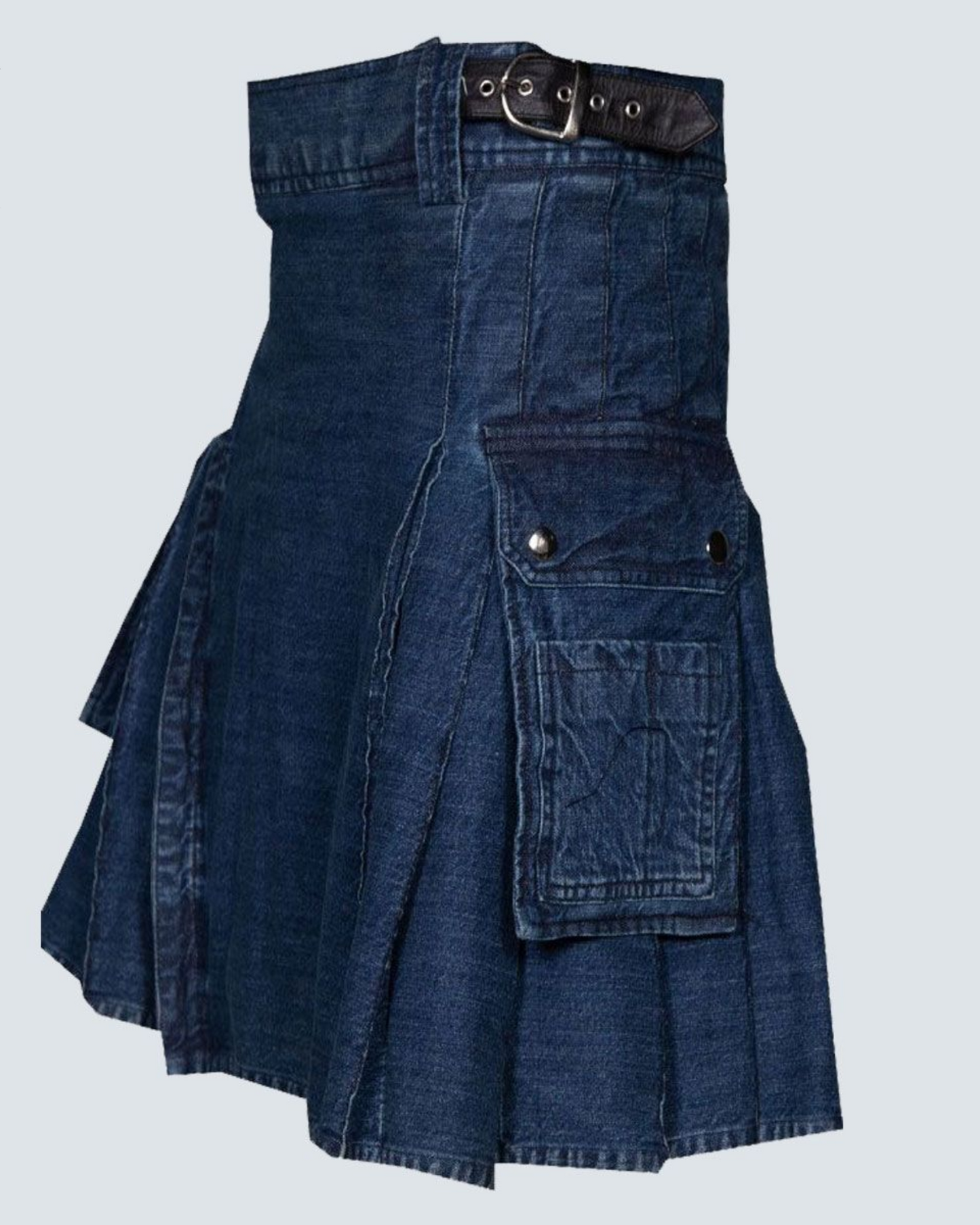 Elegant Relaxed Black Denim Kilt – Sophisticated, Comfortable, and Durable