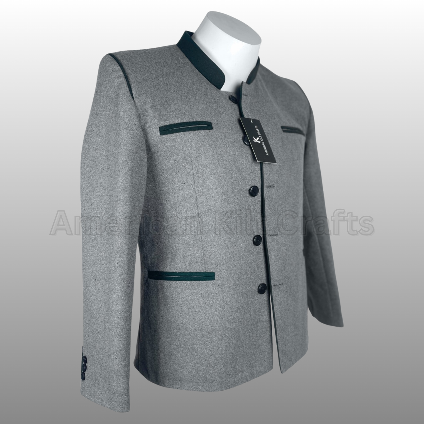 Men's Bavarian Trachten Jacket Grey Wool | German Oktoberfest Jacket | Traditional Alpine Blazer Coat