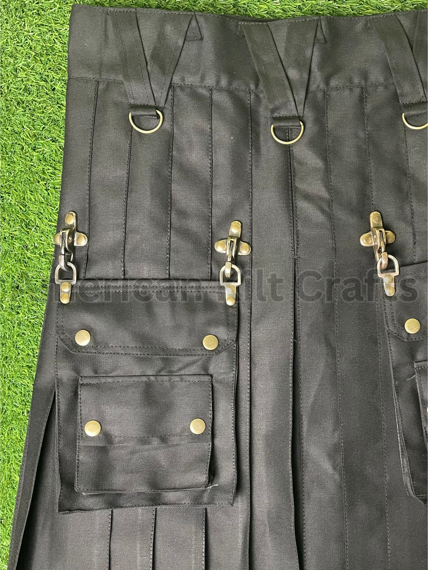 Men's Modern Utility Kilt | Black Tactical Cargo & Gothic Chain Styles