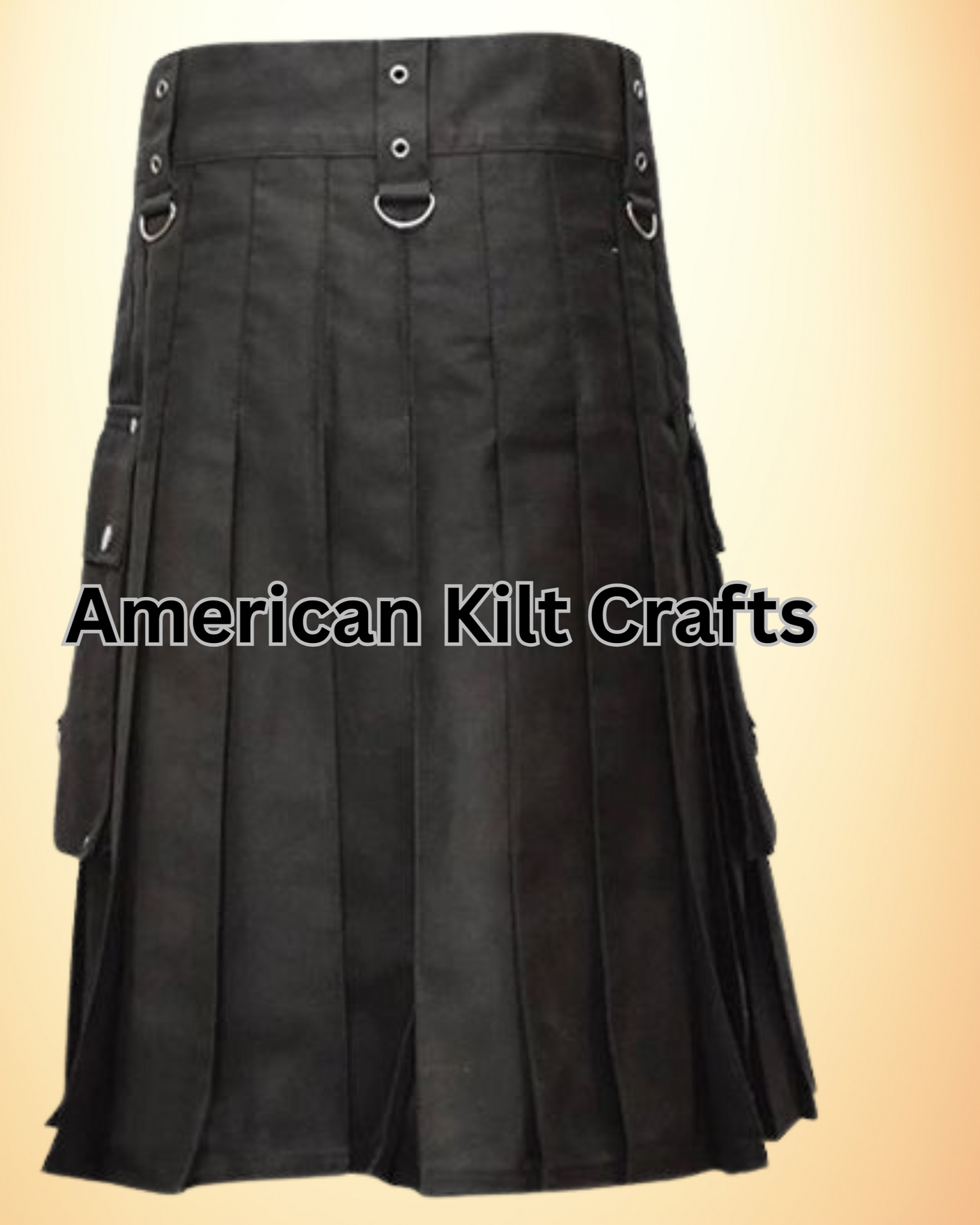 Gothic Zipper Black Utility Kilt made of 100% Cotton