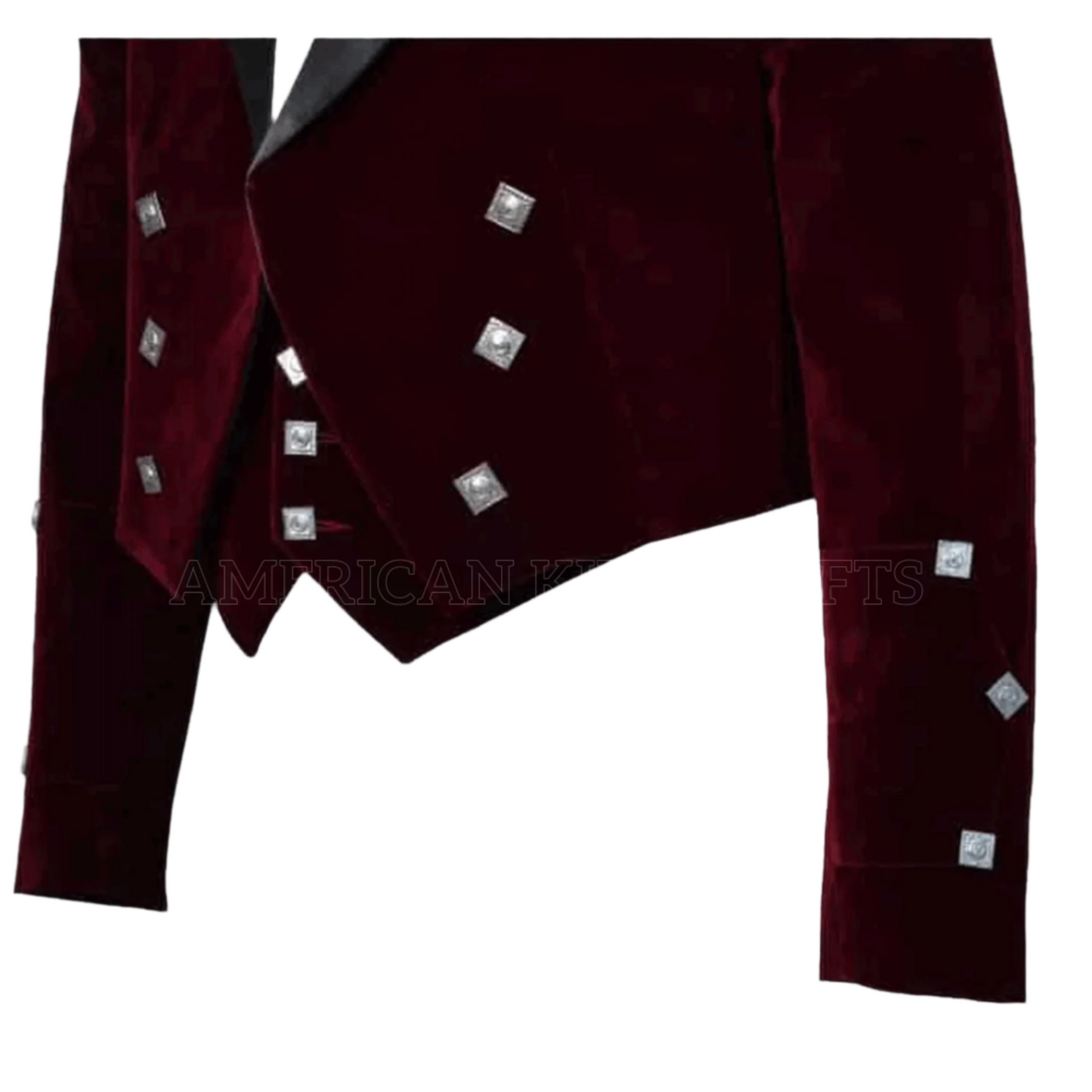 Premium Burgundy Velvet Scottish Prince Charlie Kilt Jacket with Vest