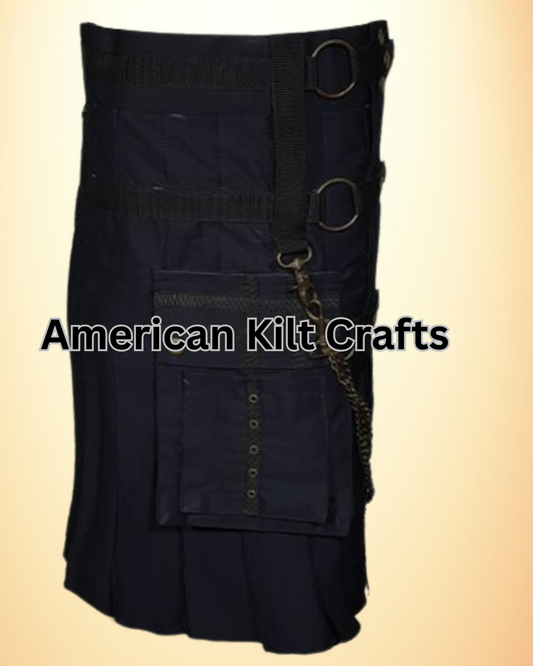 Gothic Fashion Black Utility Kilt for Men – Modern Gothic Kilt