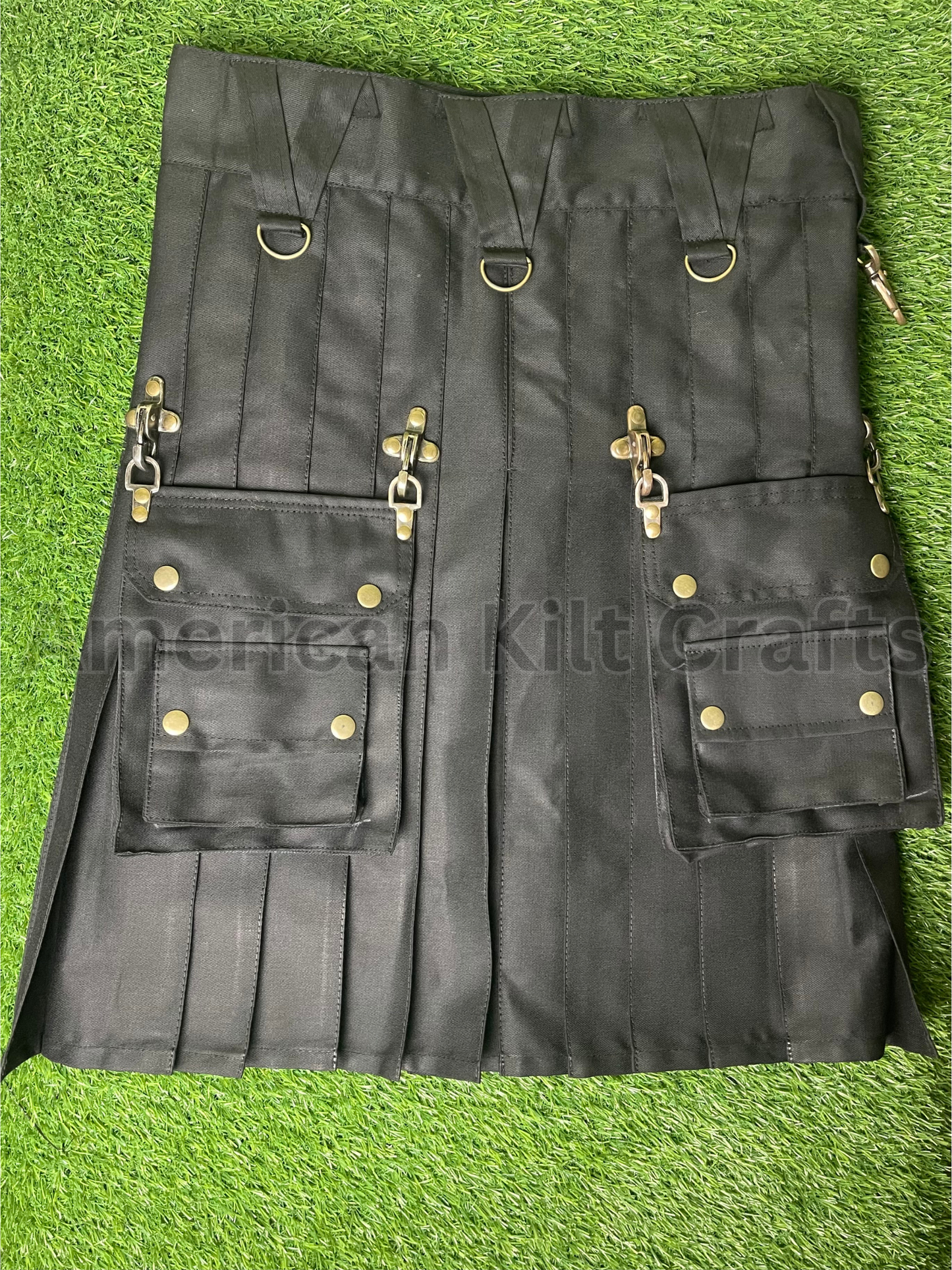 Men's Modern Utility Kilt | Black Tactical Cargo & Gothic Chain Styles