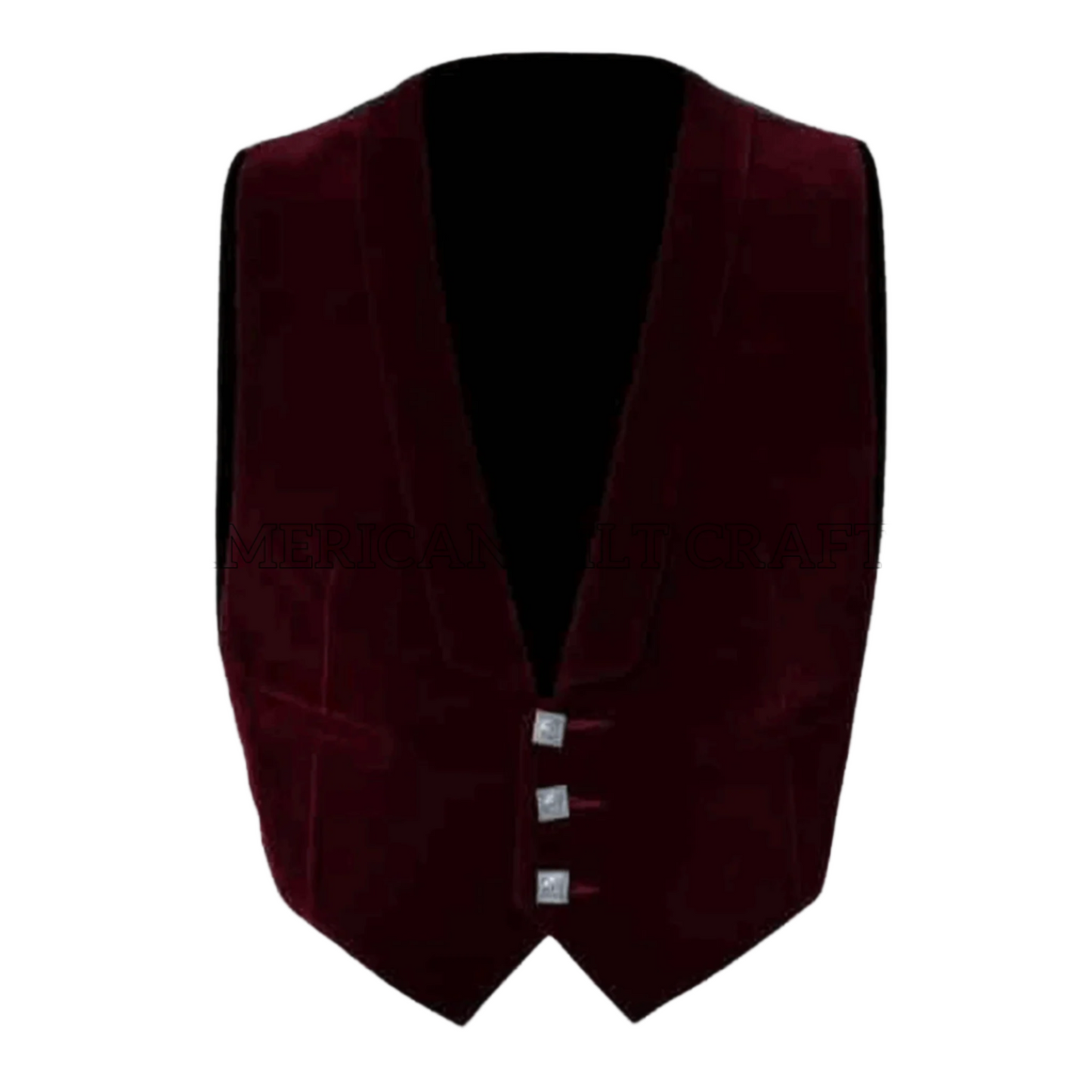 Premium Burgundy Velvet Scottish Prince Charlie Kilt Jacket with Vest