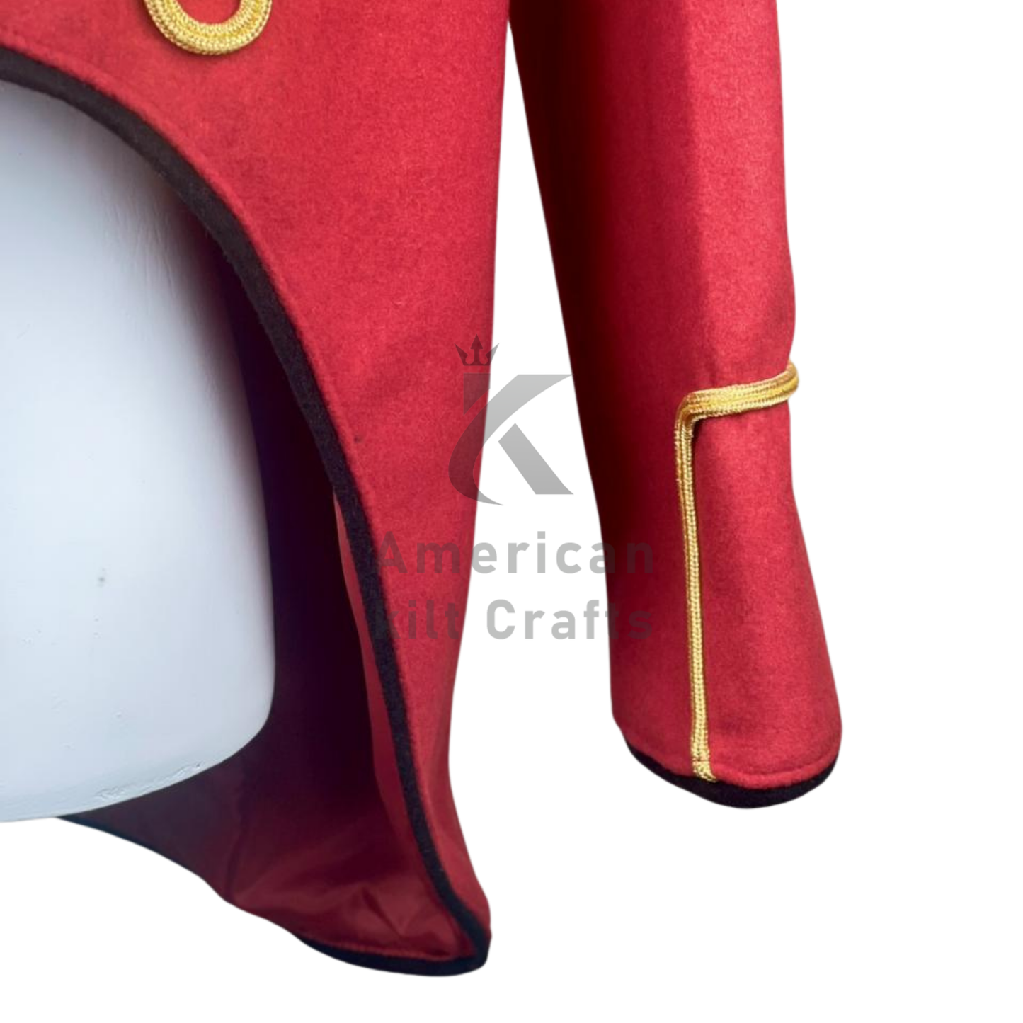 Red British Hussar Tailcoat Jacket – Men’s Military Officer Steampunk Uniform Coat with Gold Braid