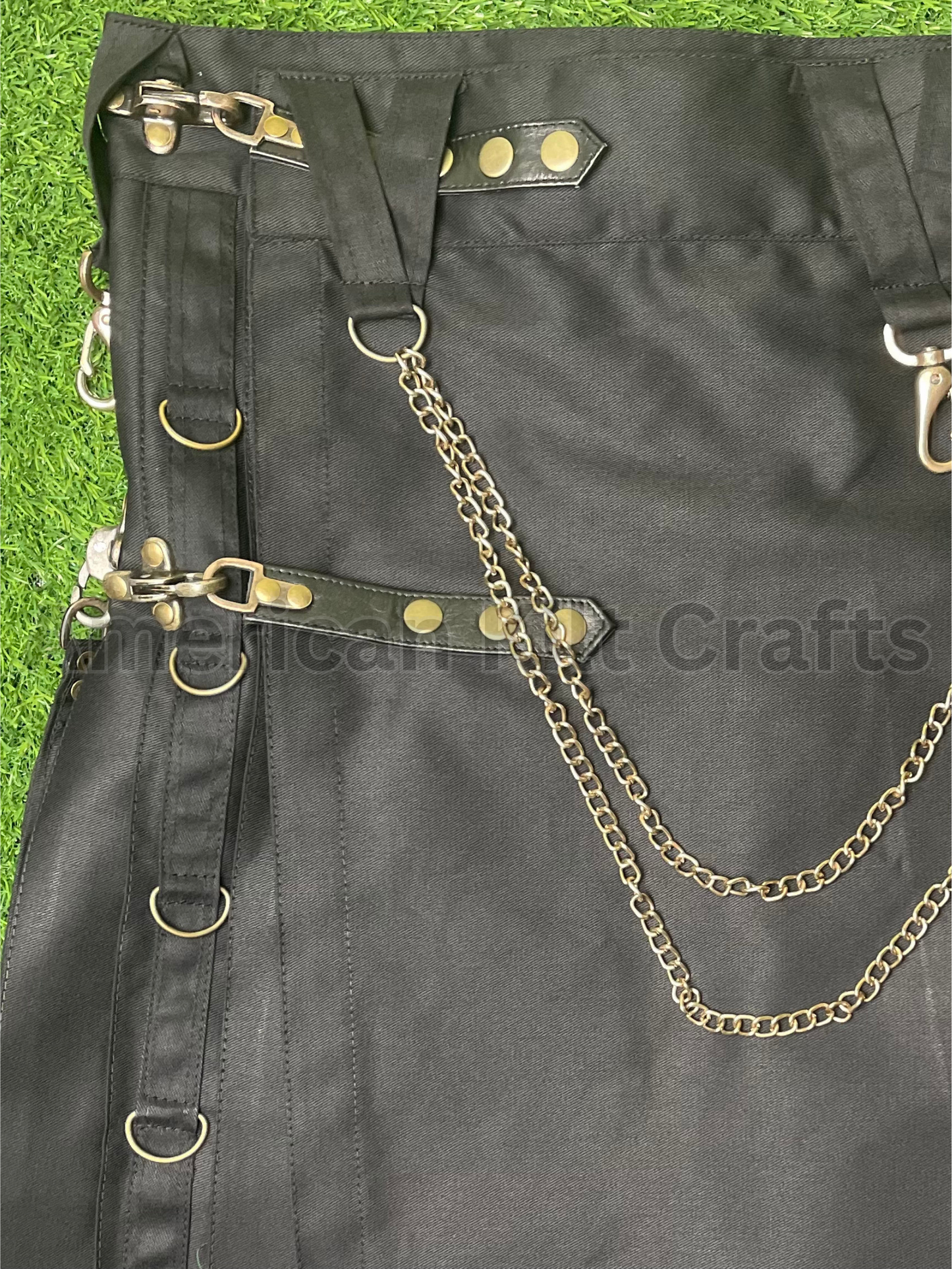 Men's Modern Utility Kilt | Black Tactical Cargo & Gothic Chain Styles