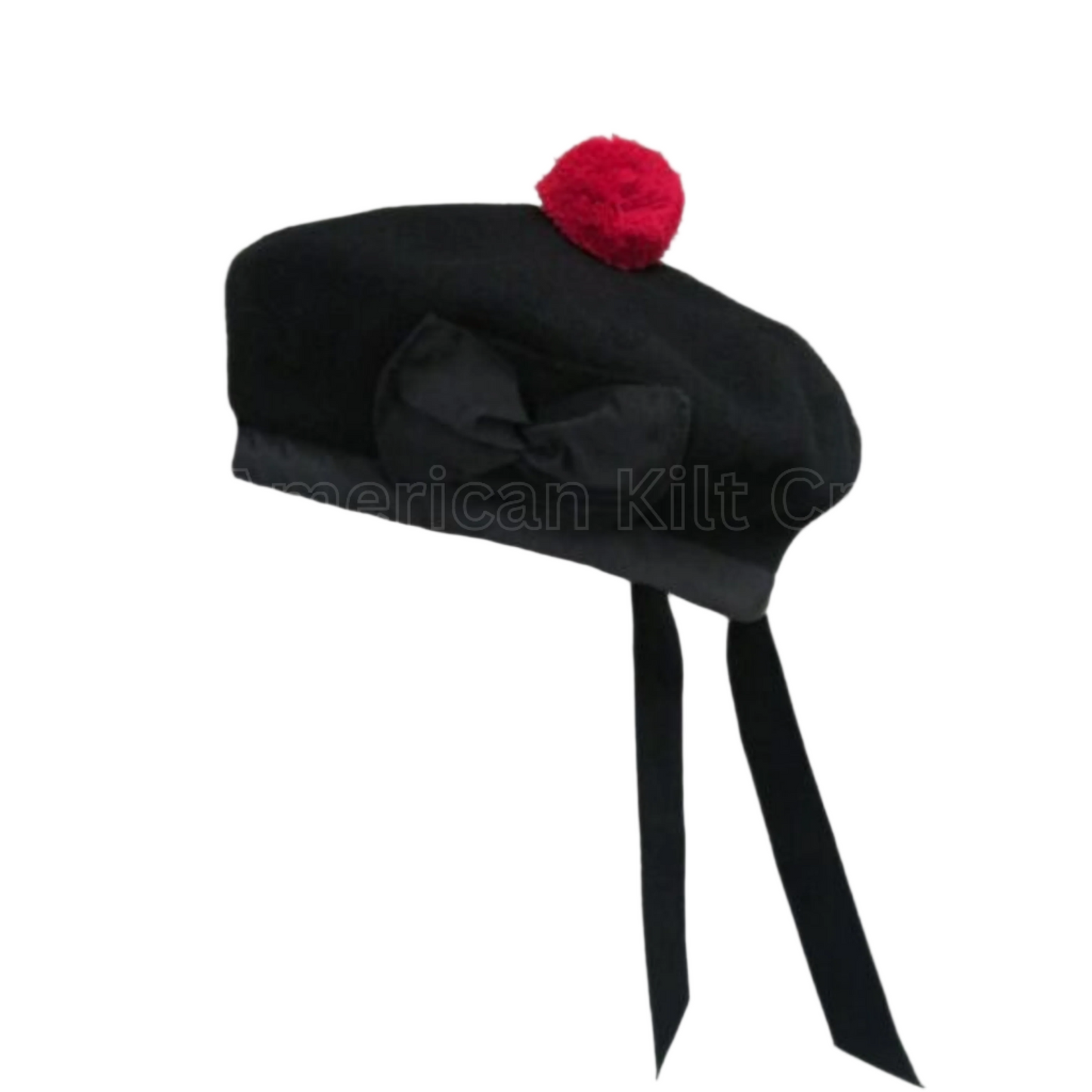 Scottish Heritage Balmoral Hat with Handwoven Tartan Band, Metal Badge, and Wool Pom