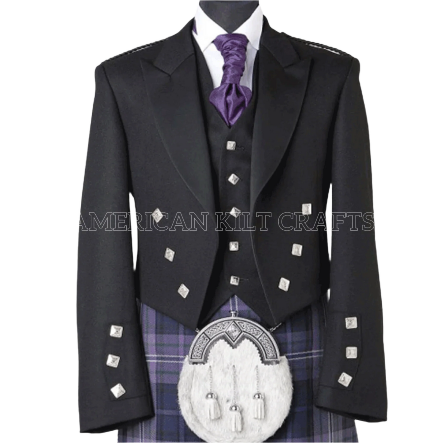 Prince Charlie jacket with Five Button Waistcoat - American Kilt Crafts