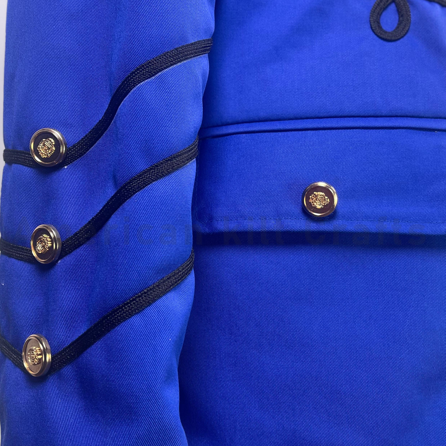 Royal Blue Gothic Military Jacket – Vintage Parade Uniform with Gold Embroidery Buttons