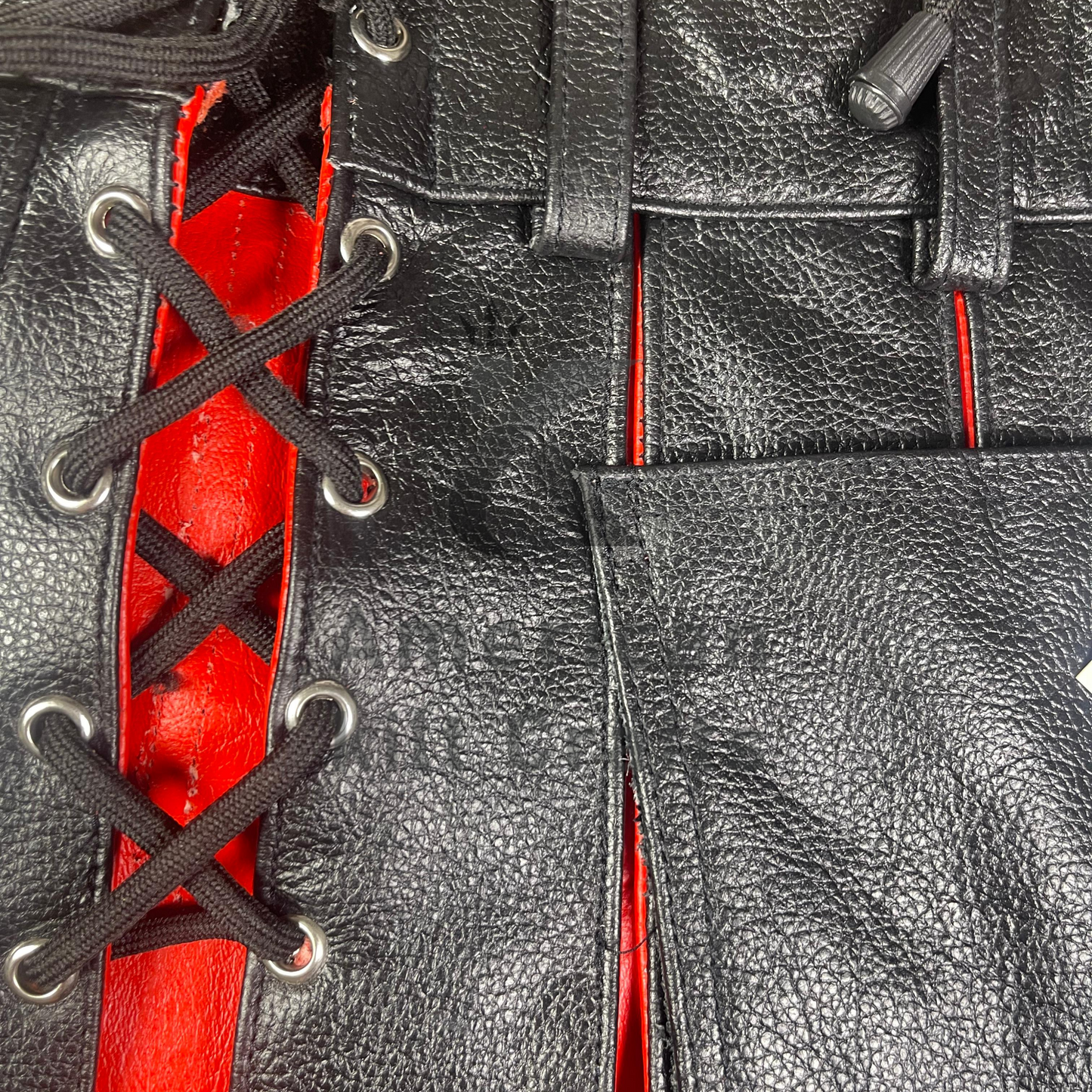 Men's Gladiator Hybrid Leather Kilt | Black & Red Pleated Utility Kilt | Scottish Fashion, Gothic & Steampunk Style