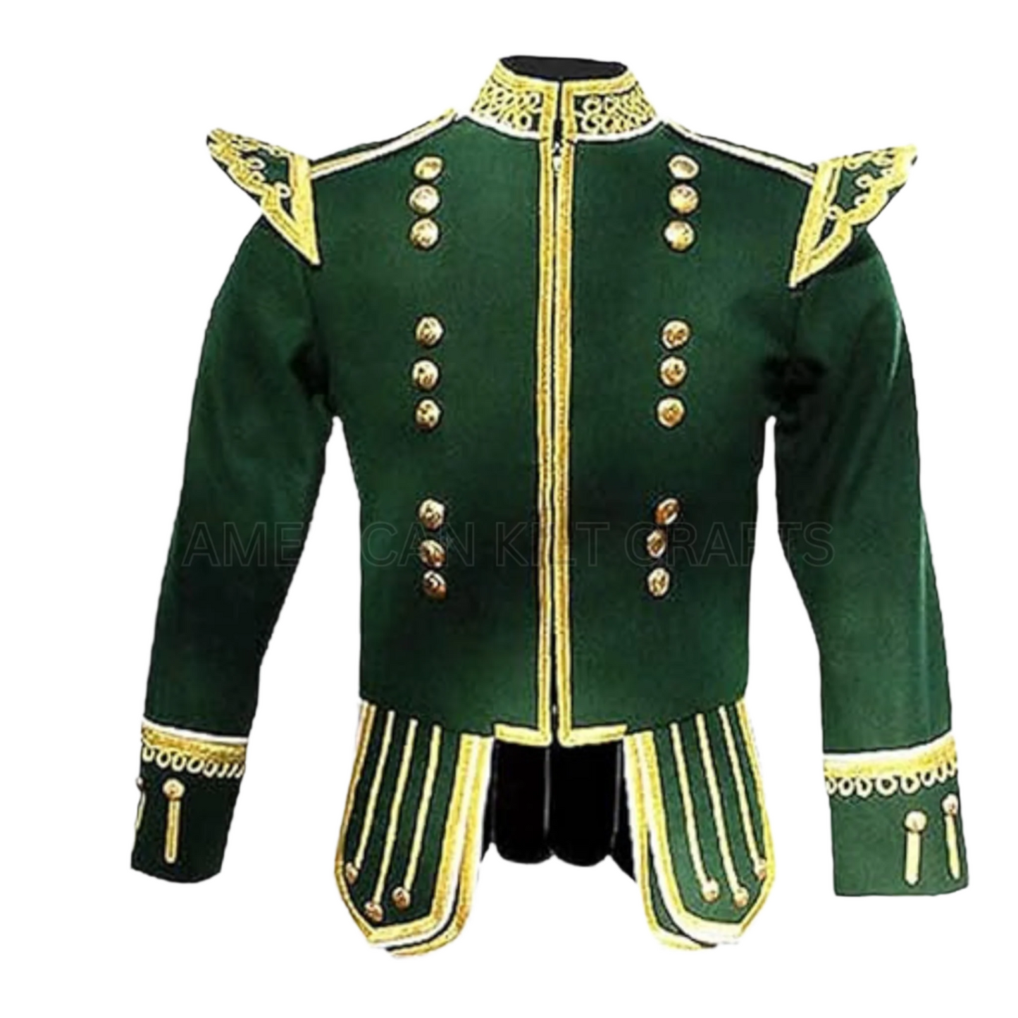 Traditional Scottish Military Drummer Doublet Green Pipe Band Doublet Jacket - Rhythm and Style