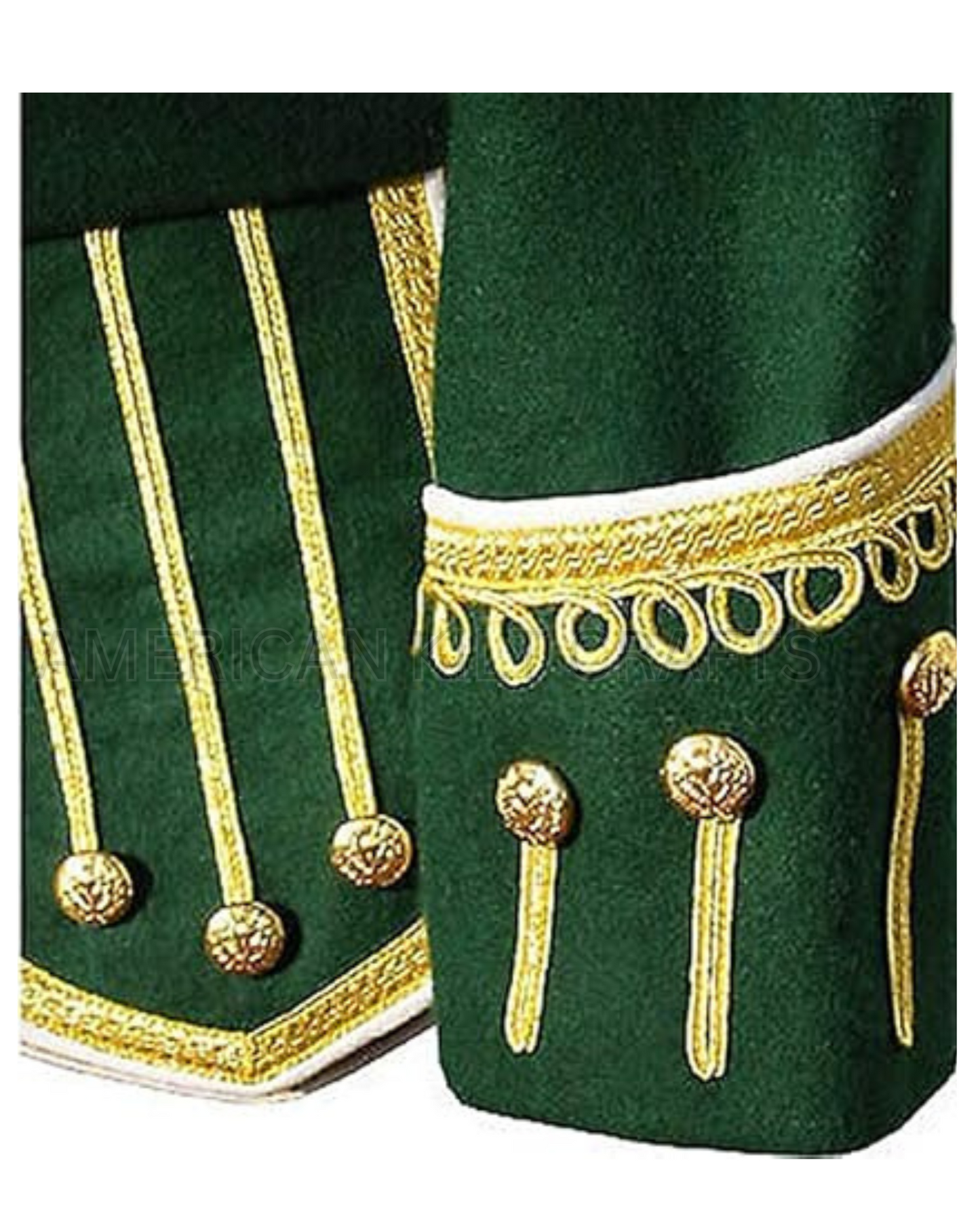 Traditional Scottish Military Drummer Doublet Green Pipe Band Doublet Jacket - Rhythm and Style
