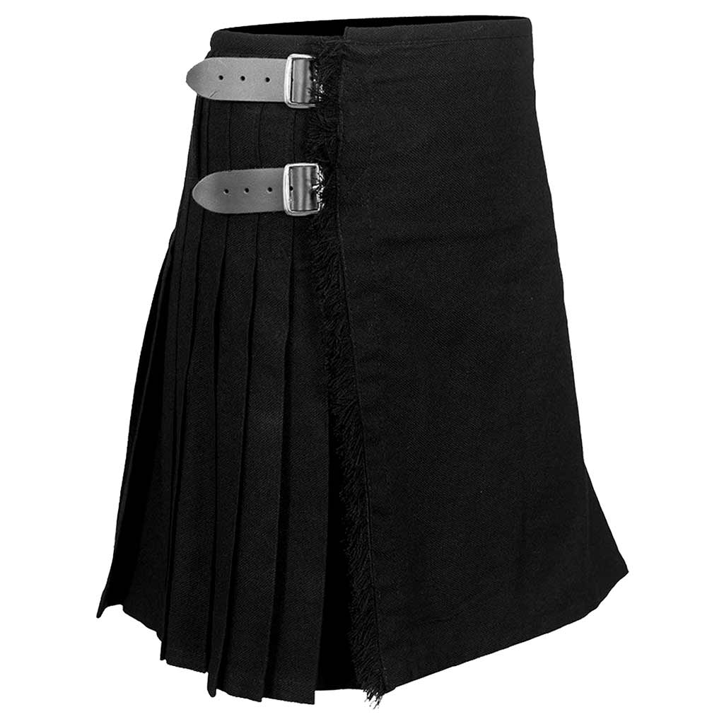 Plain Black 8 Yard 16oz Tartan Style Kilt for Men