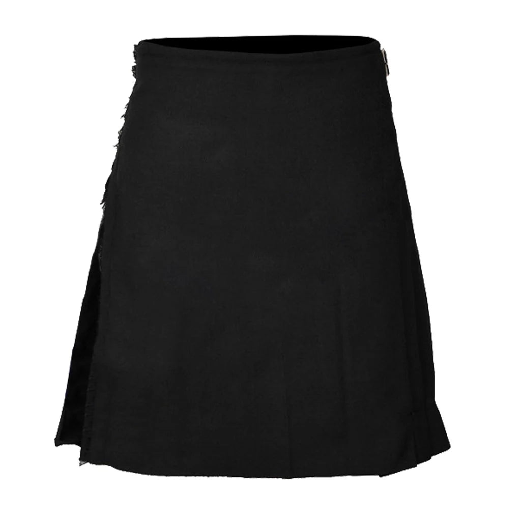 Plain Black 8 Yard 16oz Tartan Style Kilt for Men