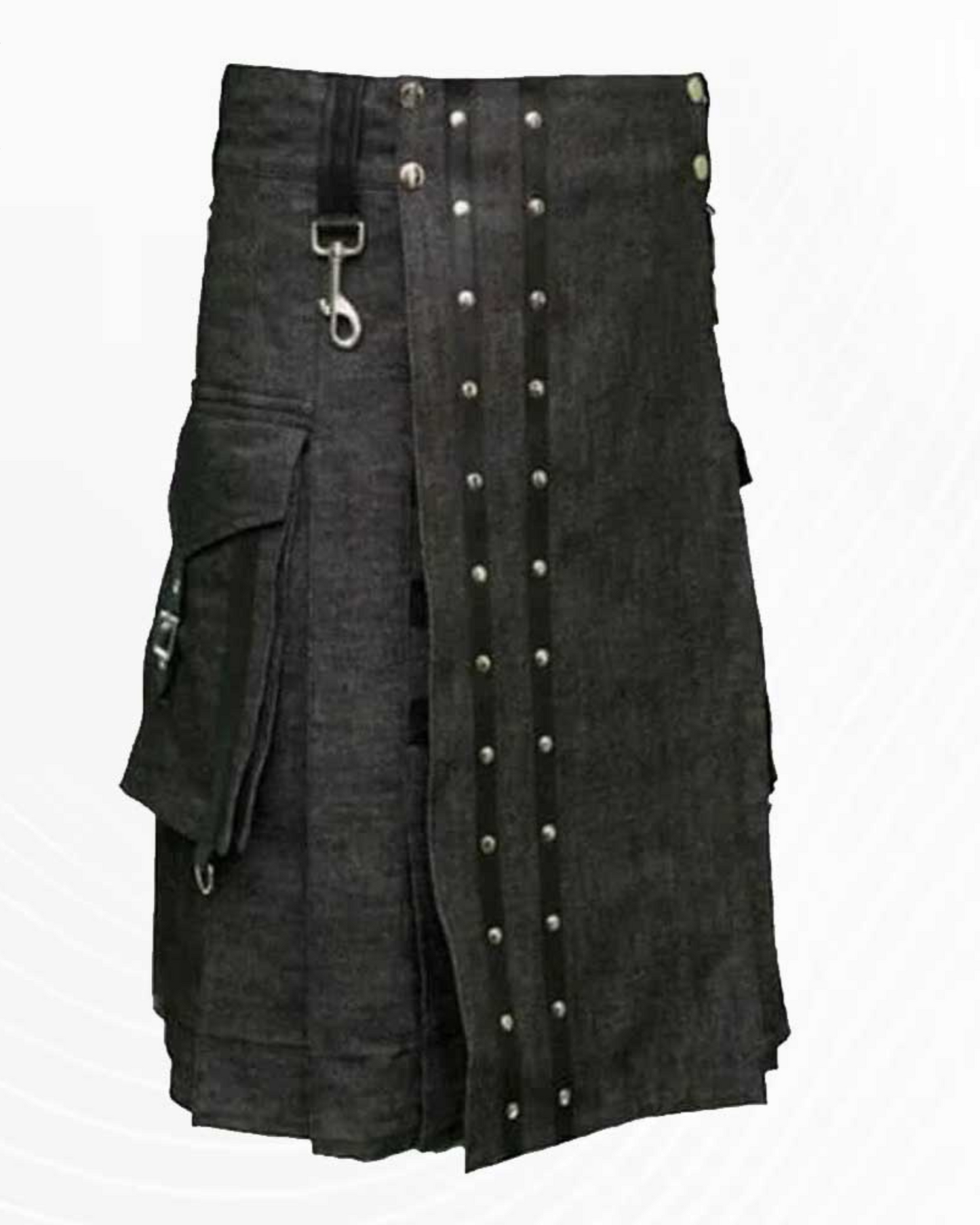 Premium Scottish Modern Denim Kilt With Straps