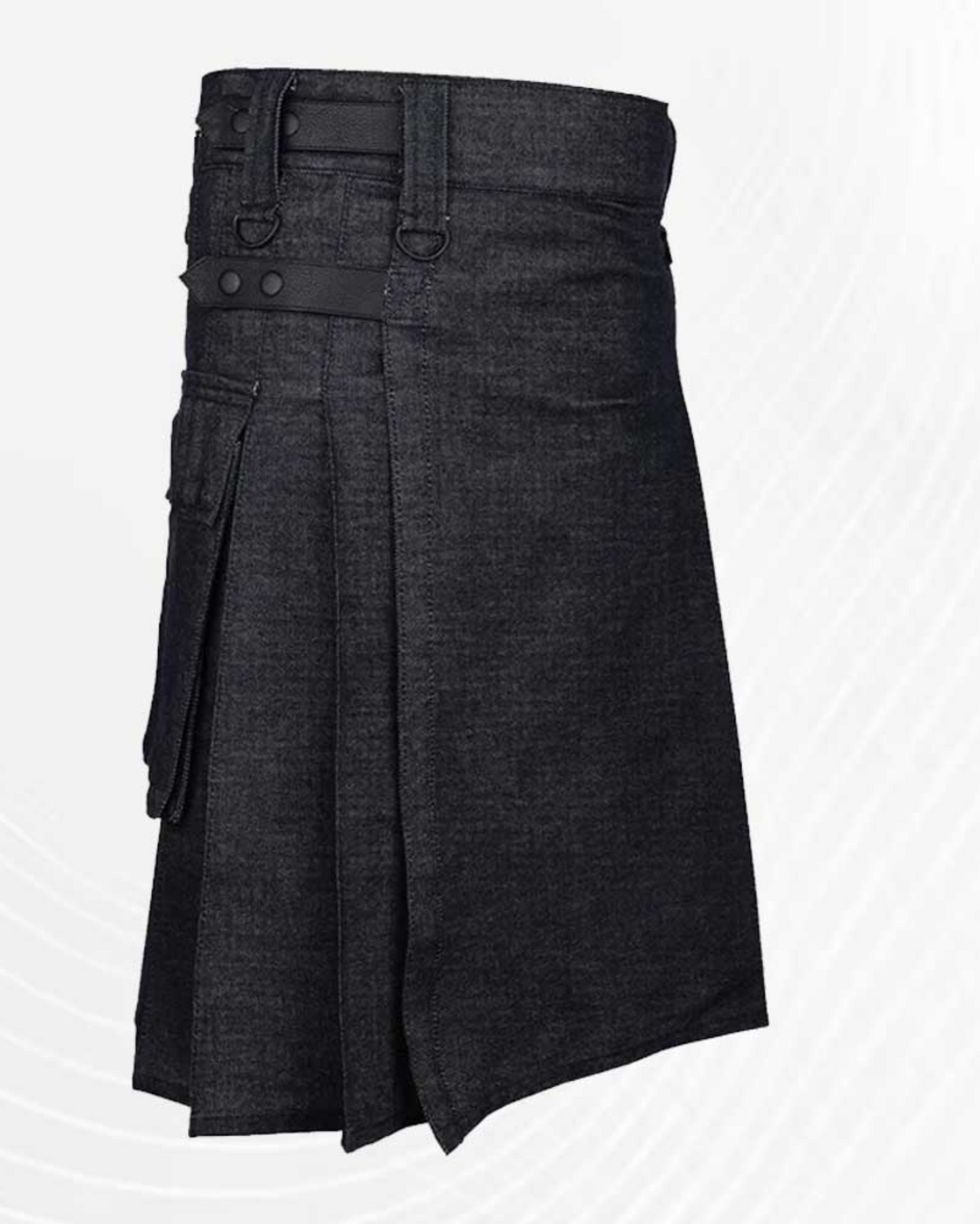 Premium Scottish New Black Denim Kilt For Men