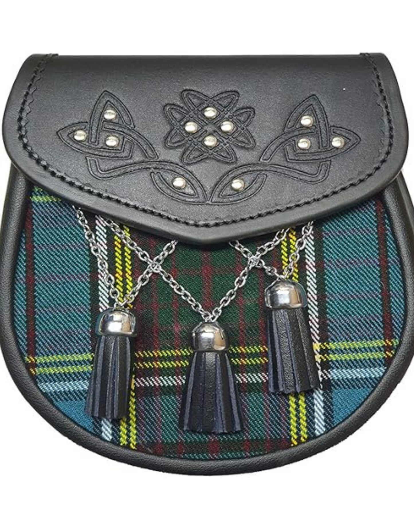Mens Traditional Scottish High Quality Tartan Sporran 12 studs - Plaid Perfection
