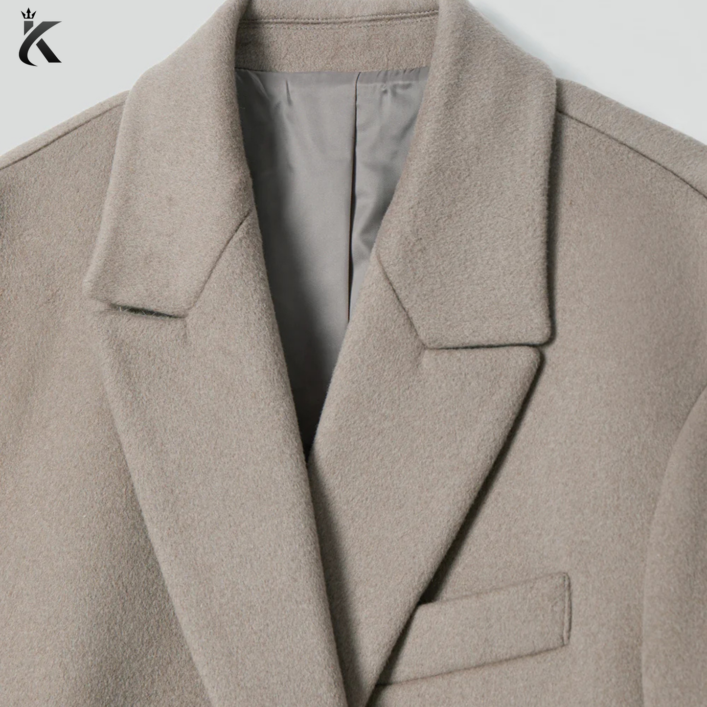 Premium Notch Lapel Double Breasted Long Wool Cashmere Blend Women's Overcoat - Women's Trench Coat