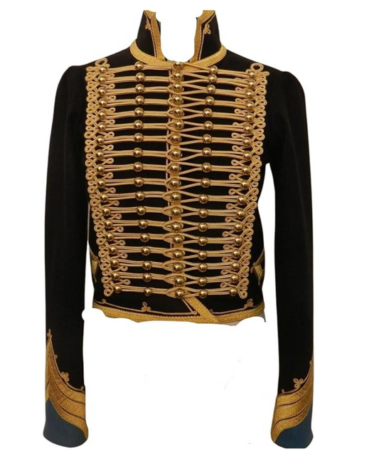 Men's New Hussar Dolman Pelisse Captain Jacket Black Wool Gold Braid Jacket - Imperial Style