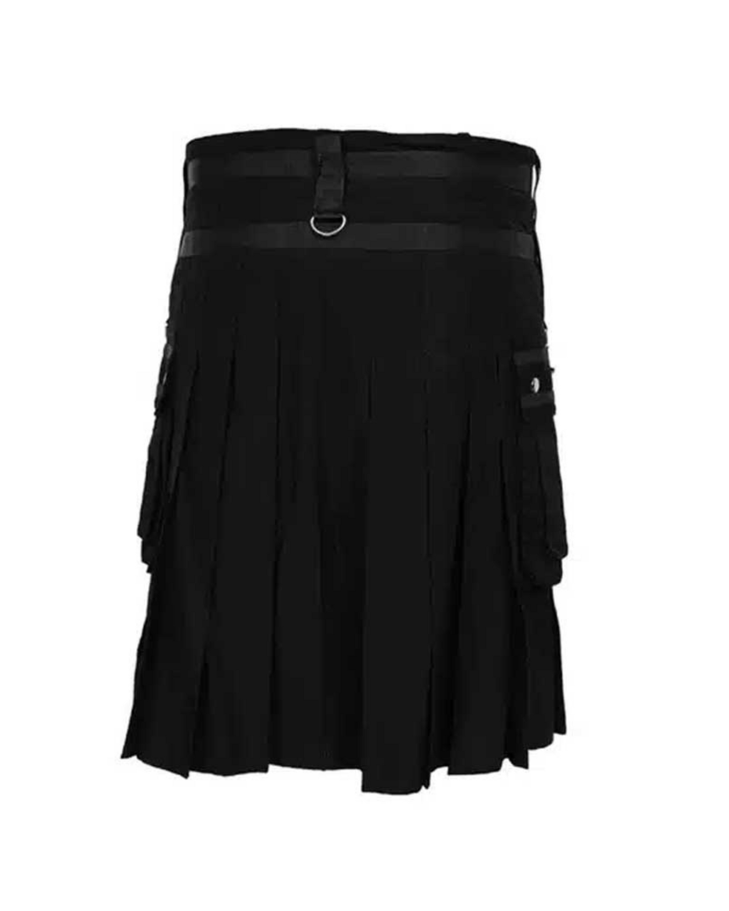 Premium Scottish Black Gothic Utility Kilt For Sale - Indulge in Highland Sophistication