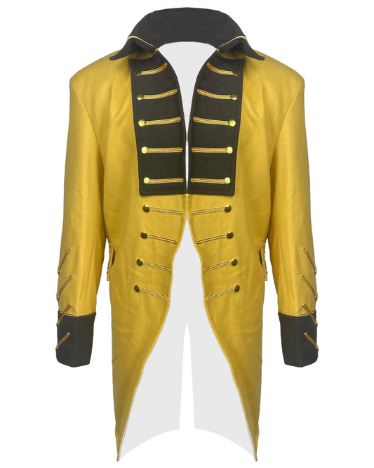 Premium 1787-1792 Tailcoat - Men's Yellow wool Tailcoat - Evolution Fashion 18th century Tailcoat - British war jacket - Military civil war jacket