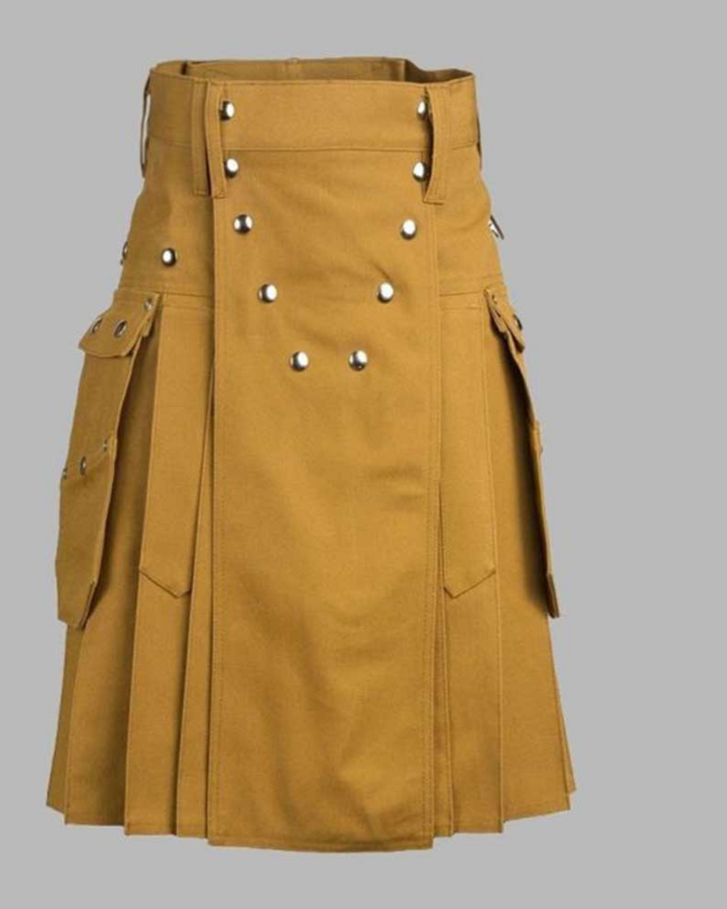 Premium Quality Traditional Scottish Multi Pockets Khaki Working Kilt - All-Day Style