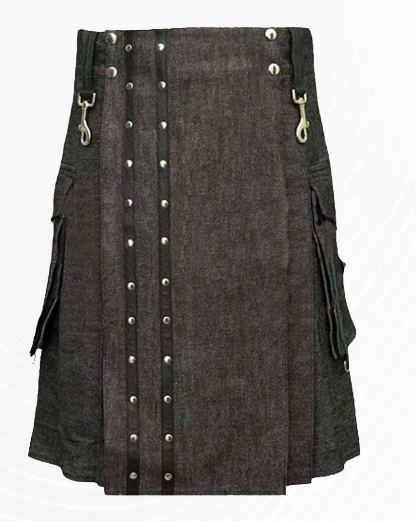 Premium Scottish Modern Denim Kilt With Straps