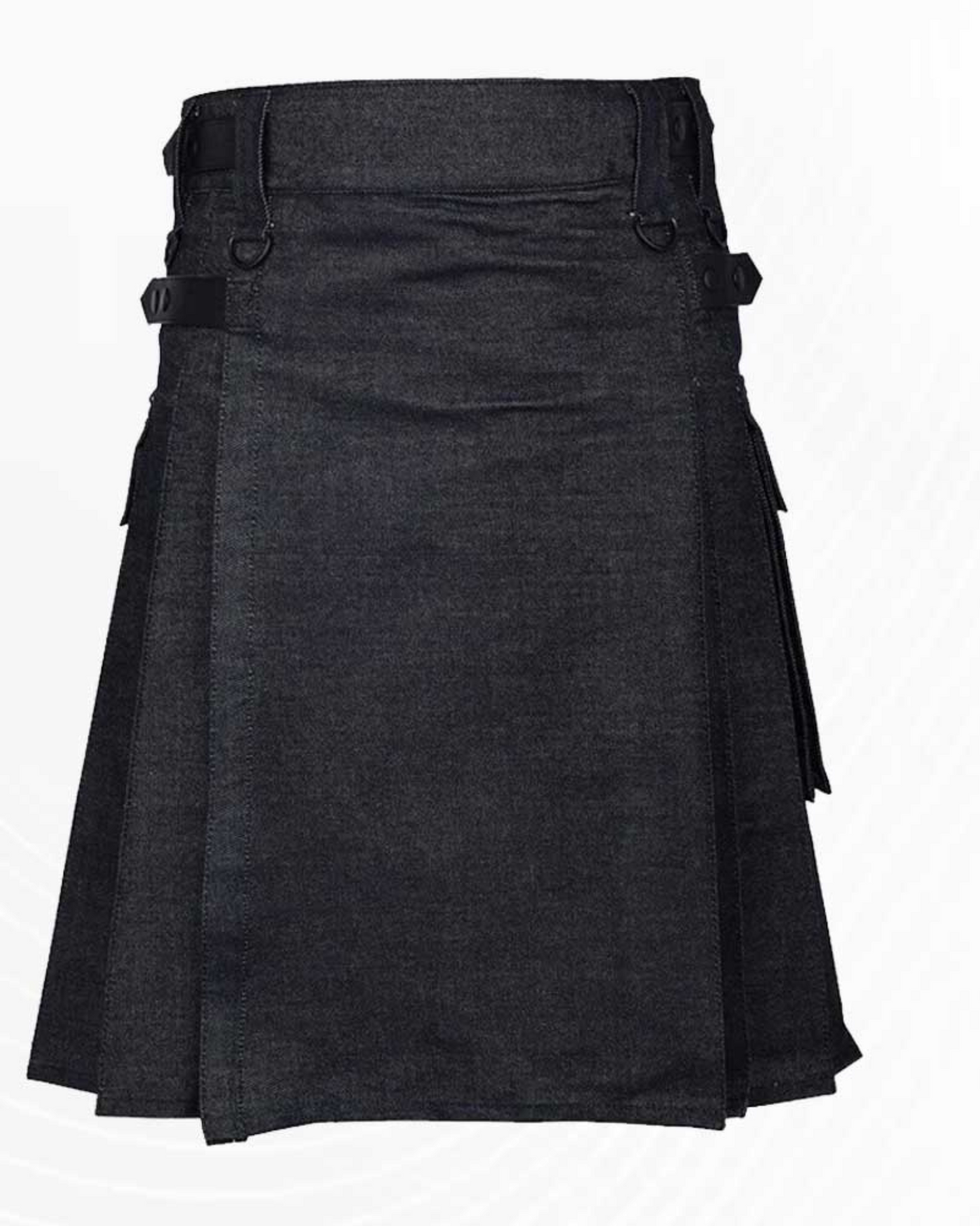 Premium Scottish New Black Denim Kilt For Men