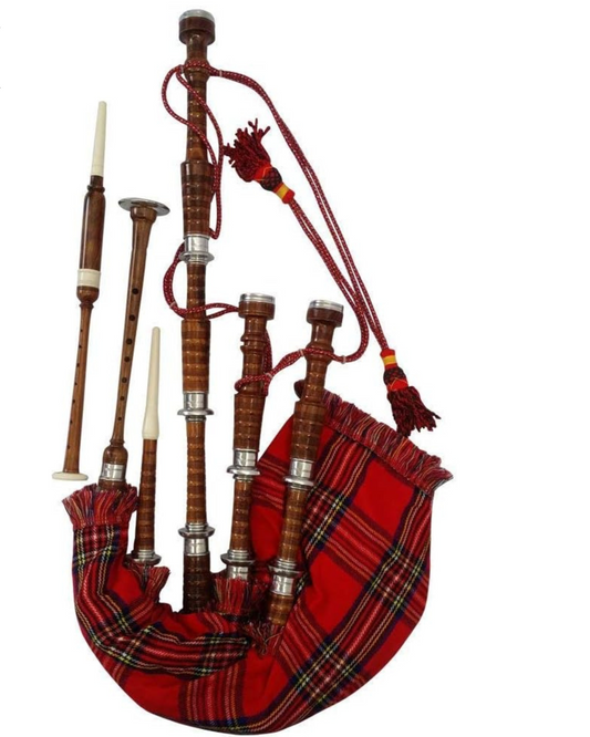 Scottish Bagpipe Rosewood Royal Stewart Tartan Natural Color - Let the Pipes Sing