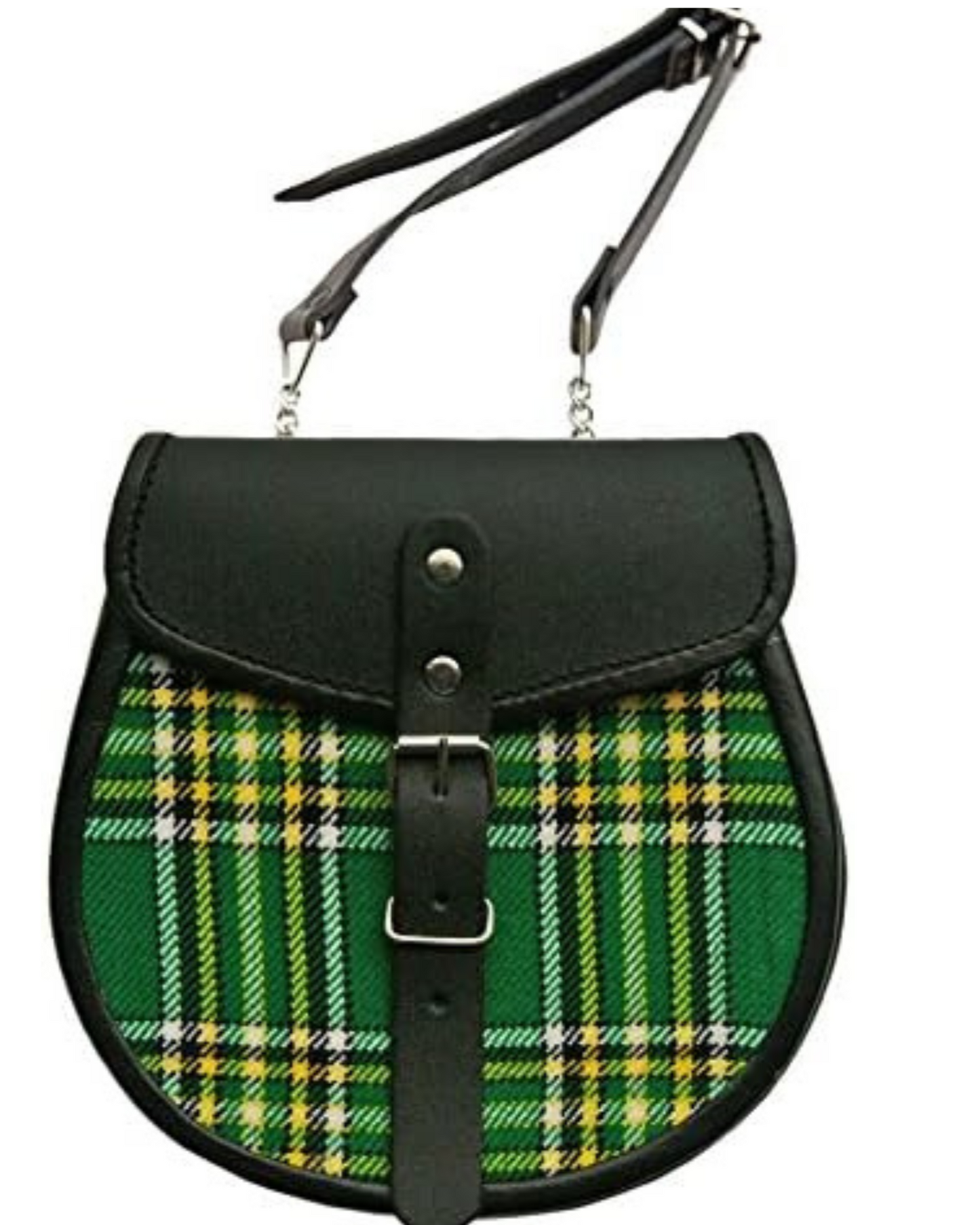 Scottish Green Plaid Leather Sporran - A Symbol of Scottish Heritage