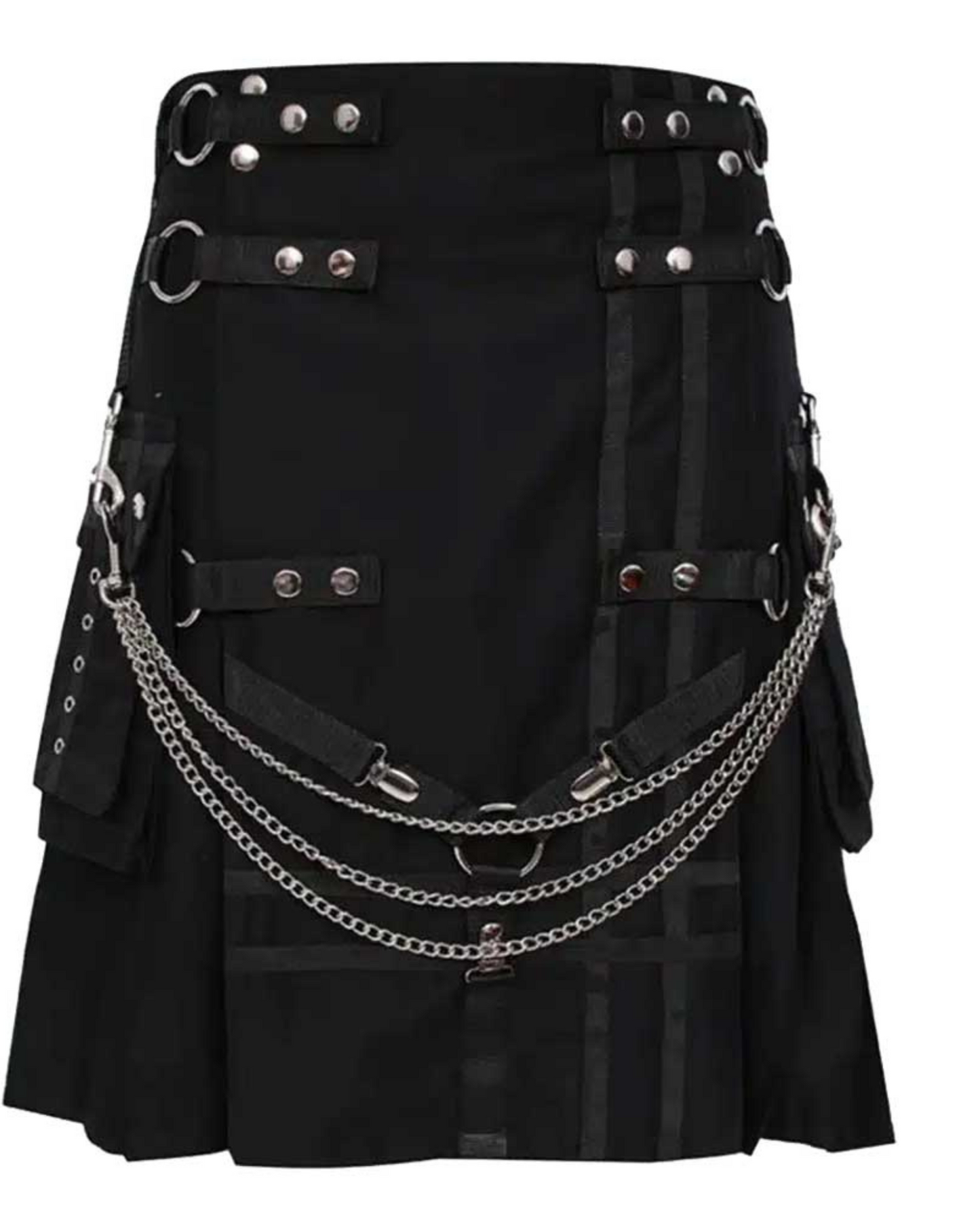 Premium Scottish Black Gothic Utility Kilt For Sale - Indulge in Highland Sophistication