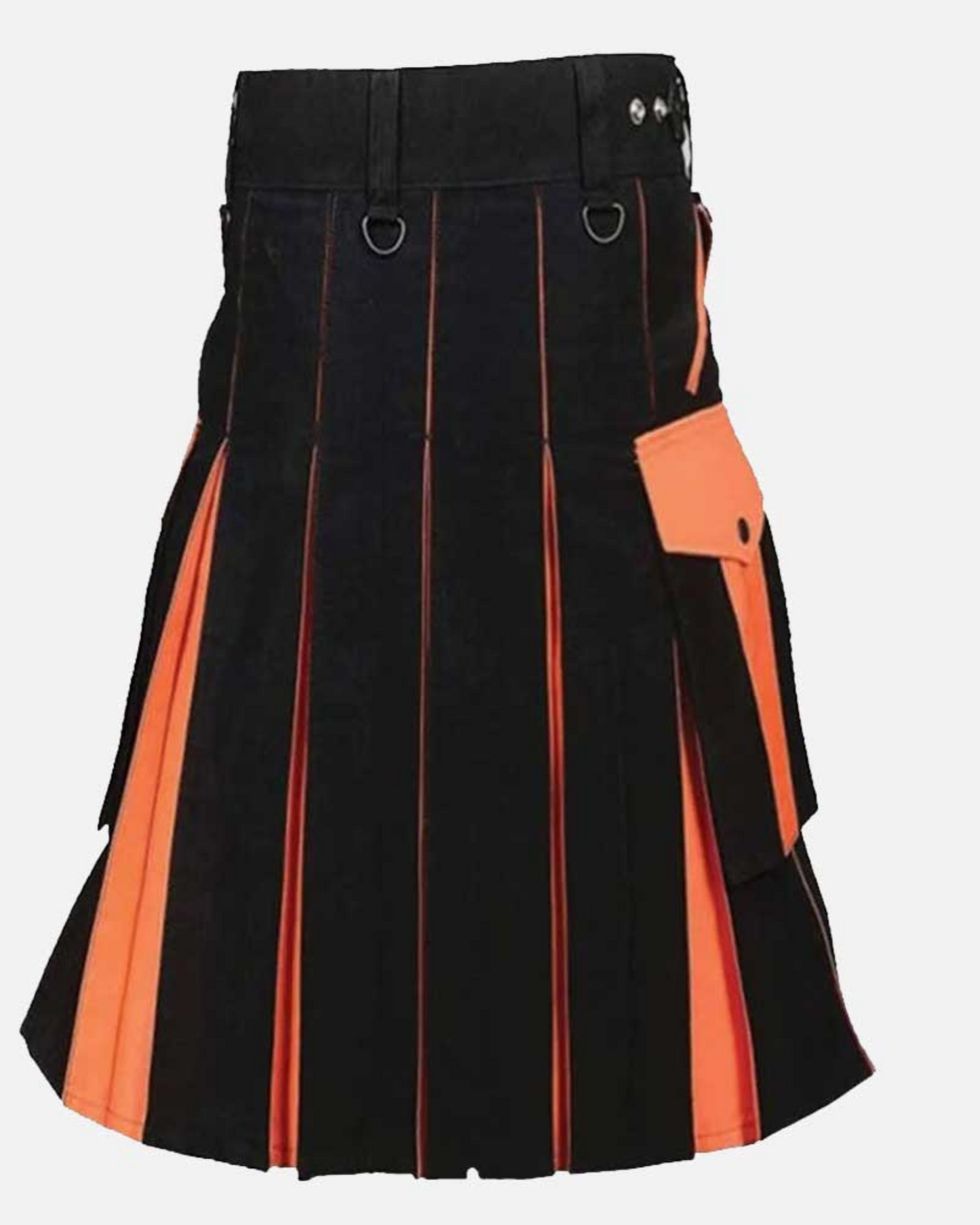 Premium Scottish Orange And Black Utility Hybrid Kilt - A Colorful Celebration of Scottish Heritage