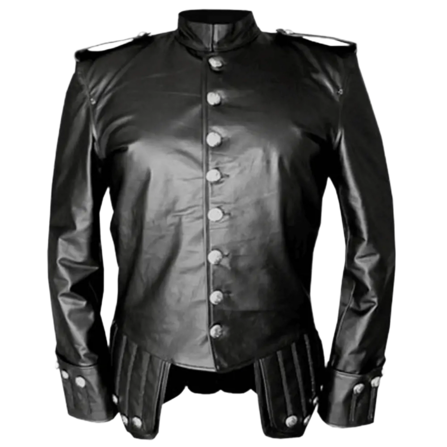 Genuine Black Leather Scottish Doublet Jacket -A Legacy of Luxury