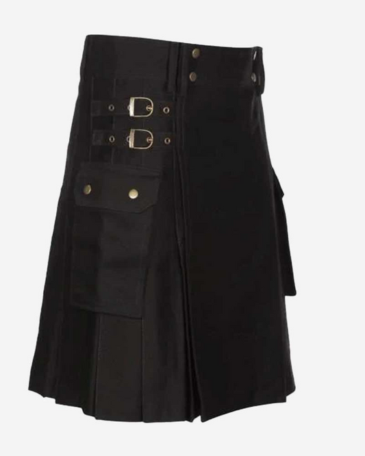 Custom Handmade Traditional Black Scottish Utility Kilt - Wear Your Way