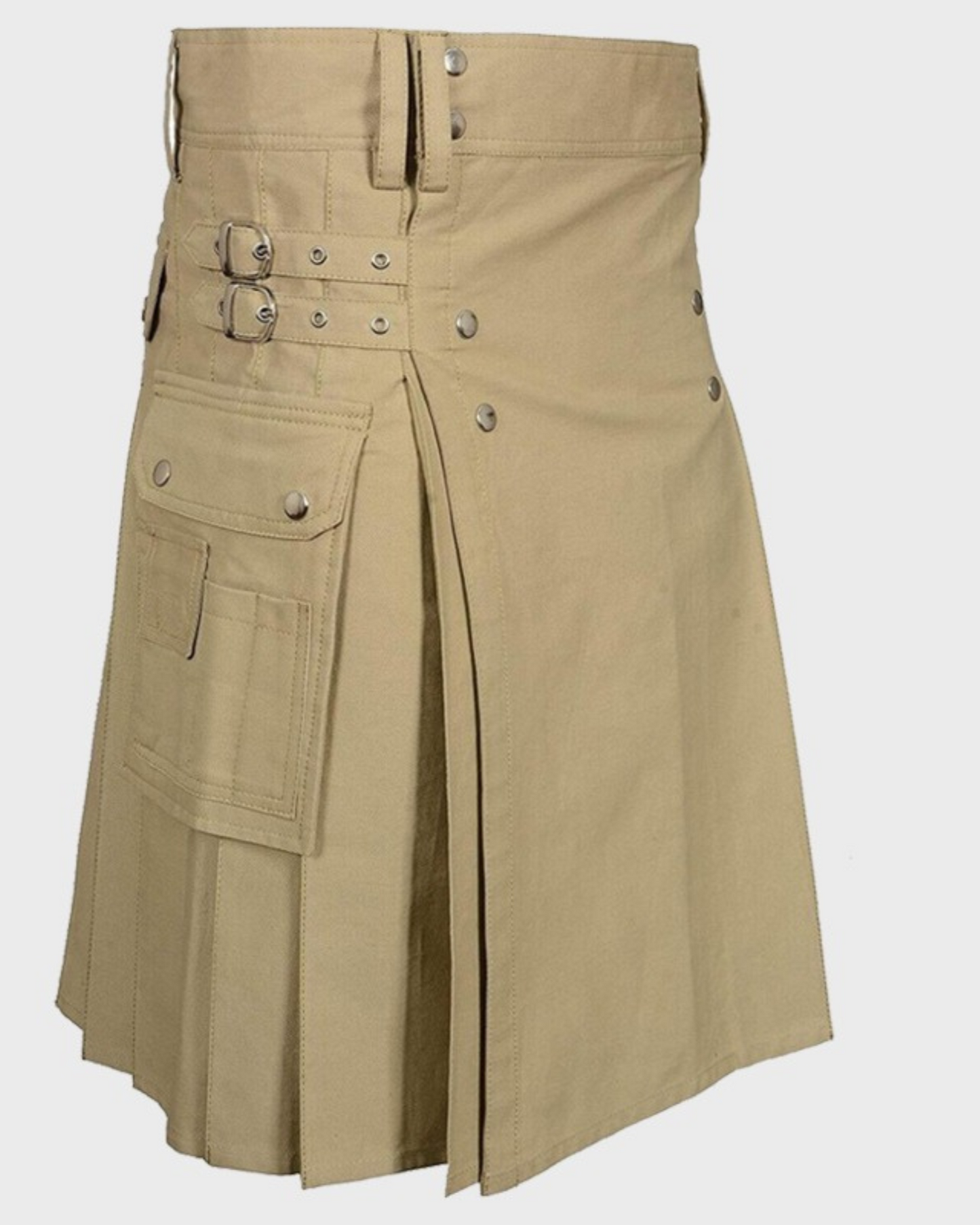 Handmade Premium Quality Khaki Design Utility Kilt - Everyday Wear, Extraordinary Style