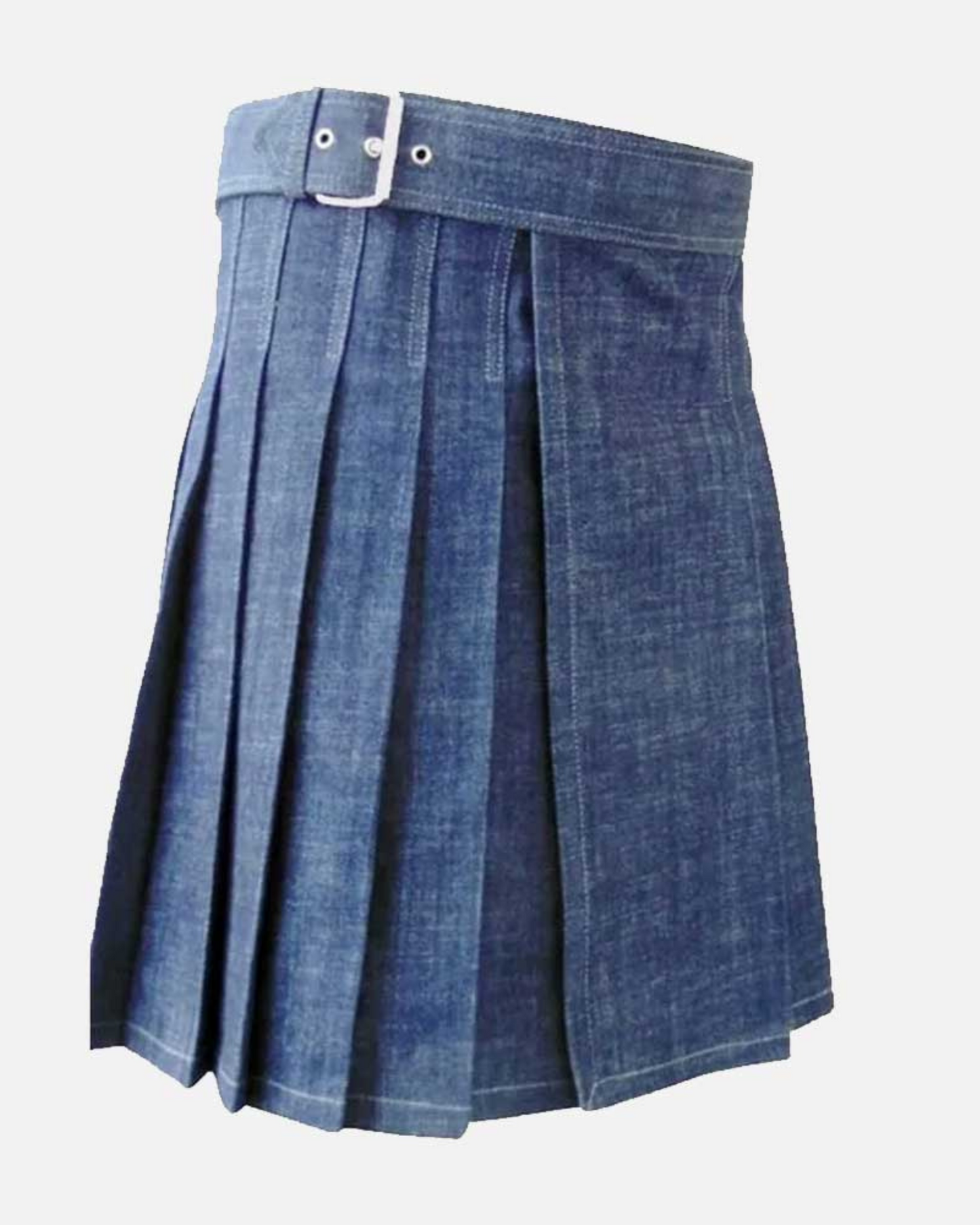 Premium Scottish Blue Denim Fashion Kilt For Men - All-Day Comfort