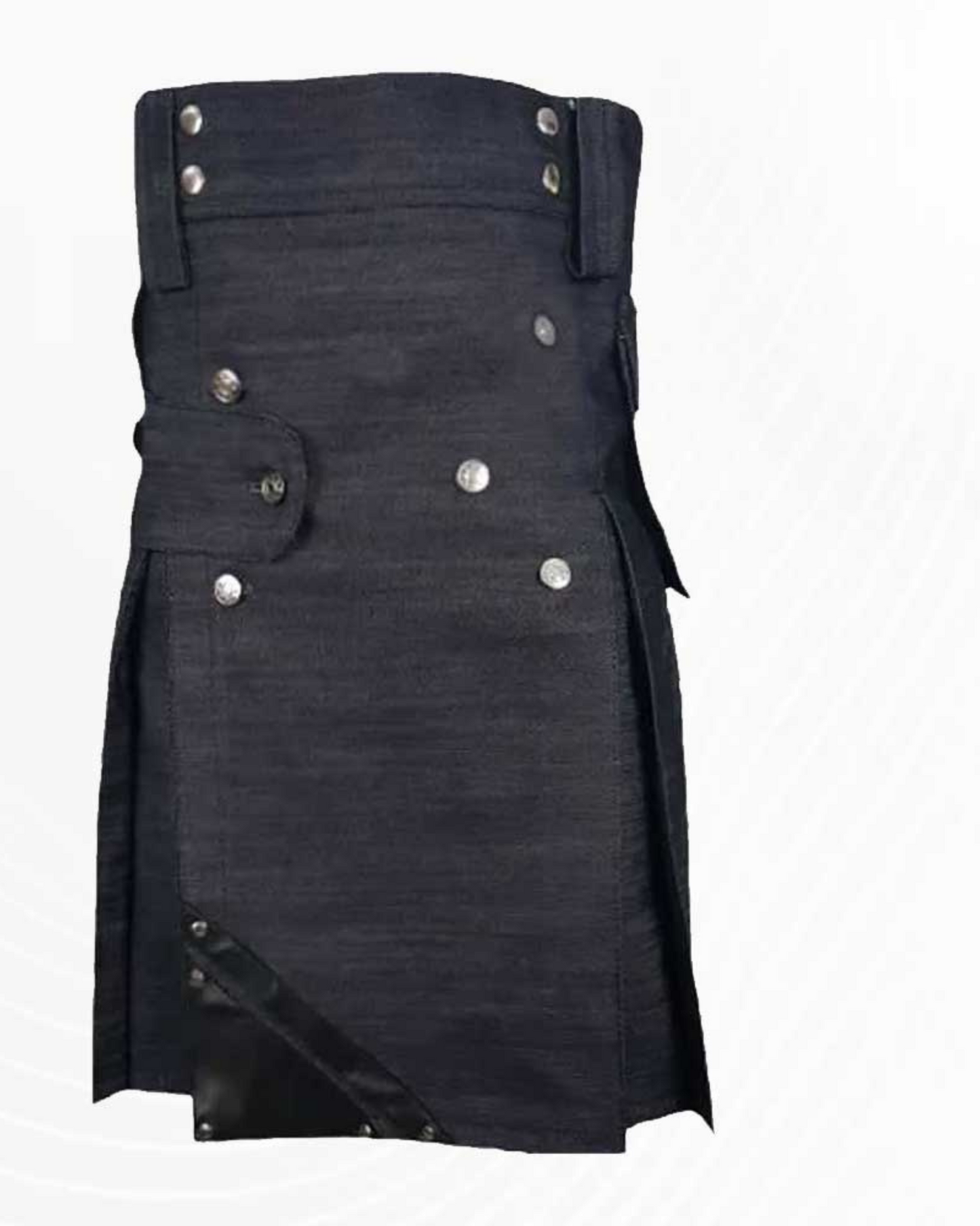 Premium Scottish Modern Denim Kilt With Leather Strap